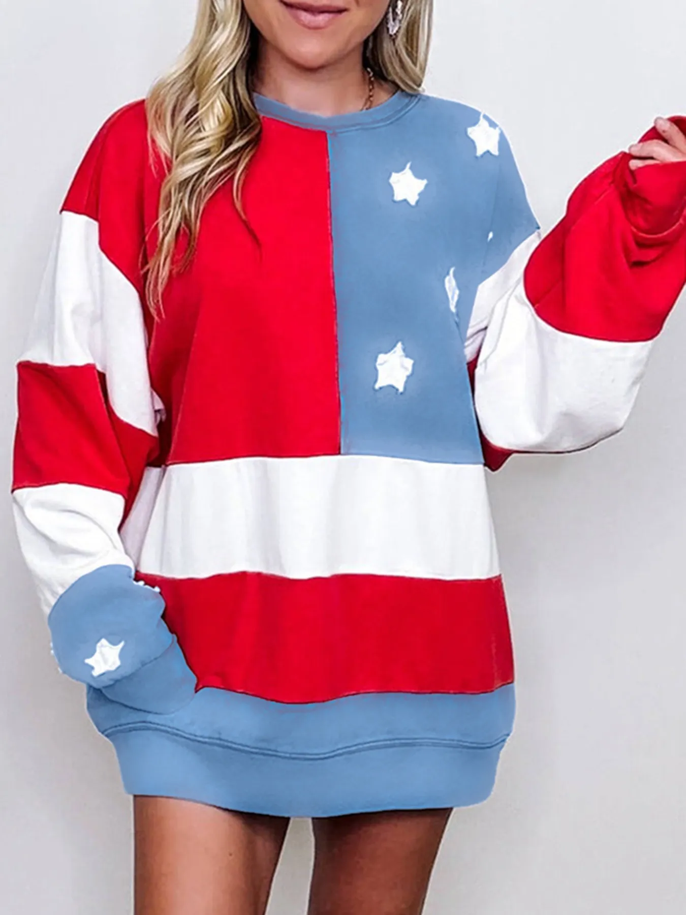Multicolour American Flag Vintage Oversized Sweatshirt - Image 3