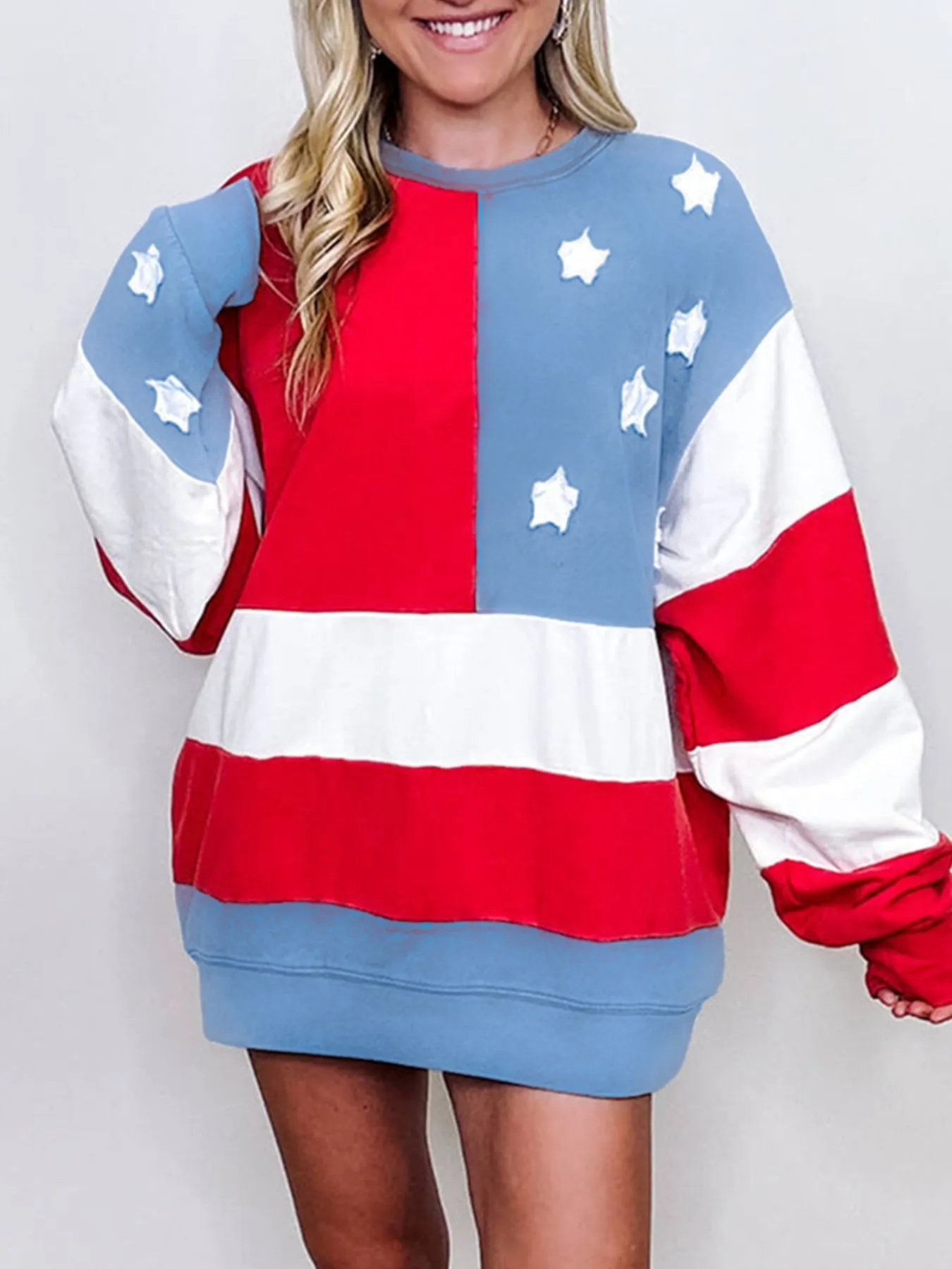 Multicolour American Flag Vintage Oversized Sweatshirt - Image 4