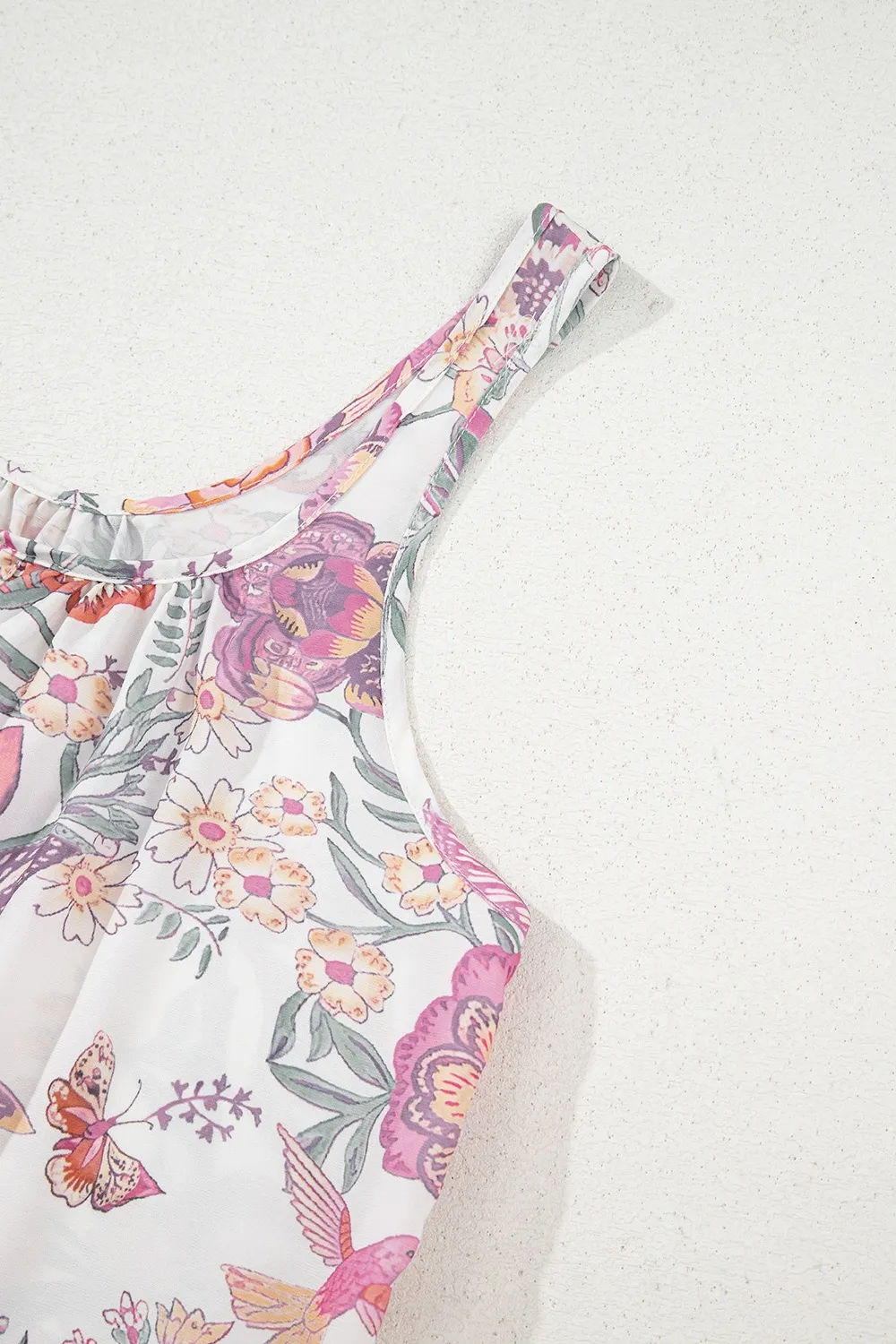 Multicolour Floral Tie Neck Sleeveless Mini Dress - Image 9