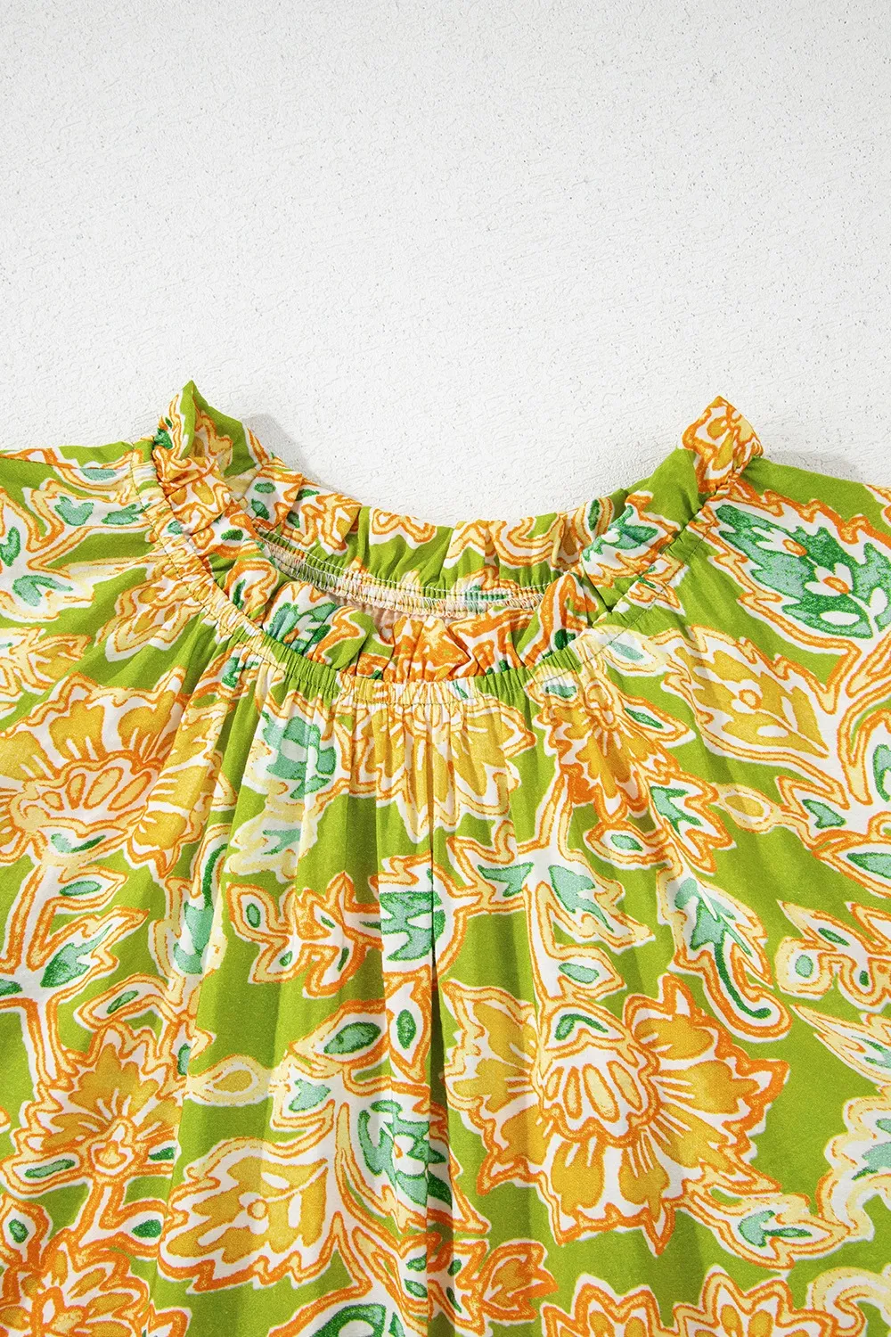 Multicolour Printed Contrast Bubble Sleeve Patchwork Blouse - Image 6