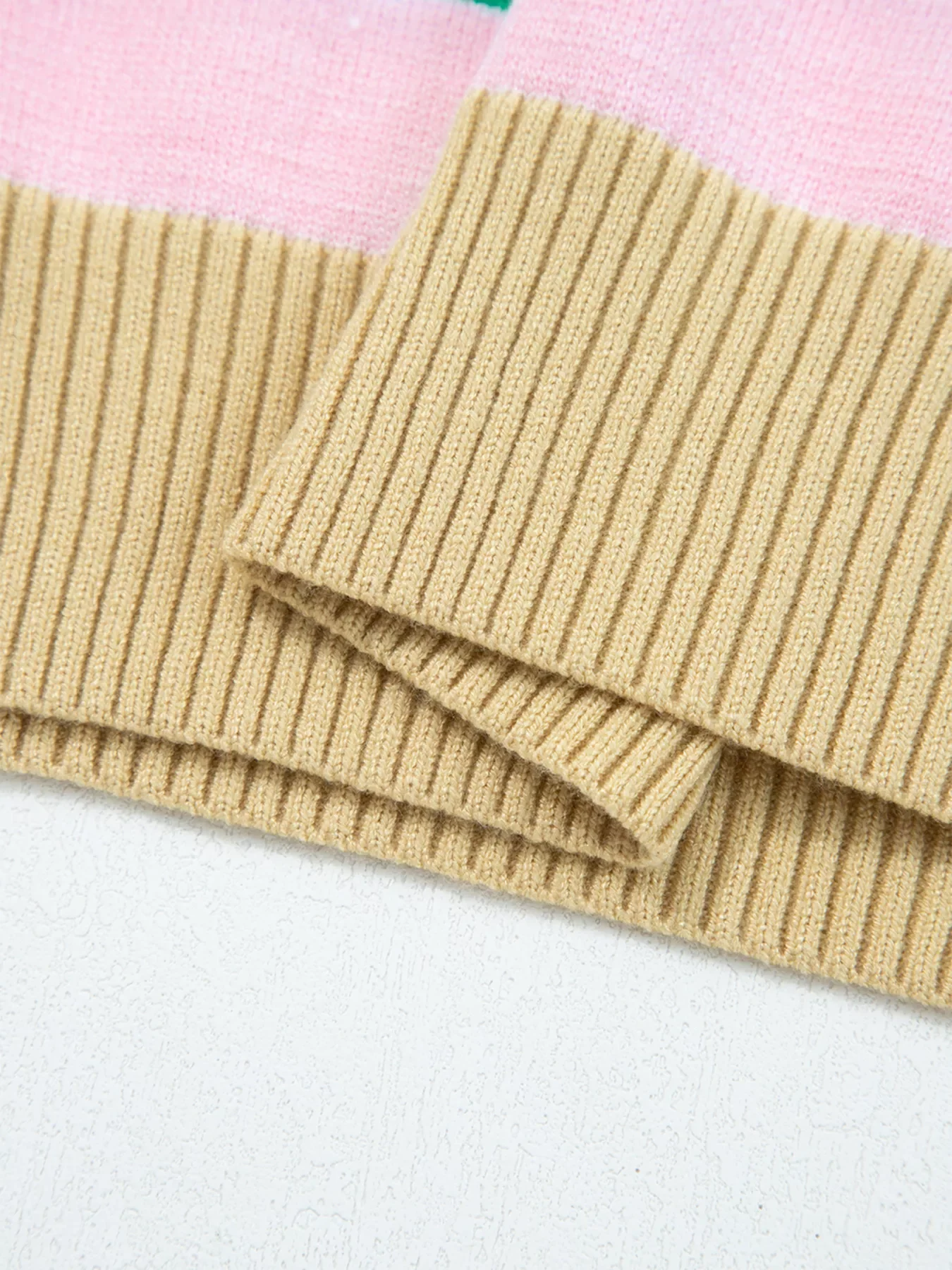 Multicolour Striped Knit Ribbed Trim Boxy Fit Cropped Sweater - Image 12