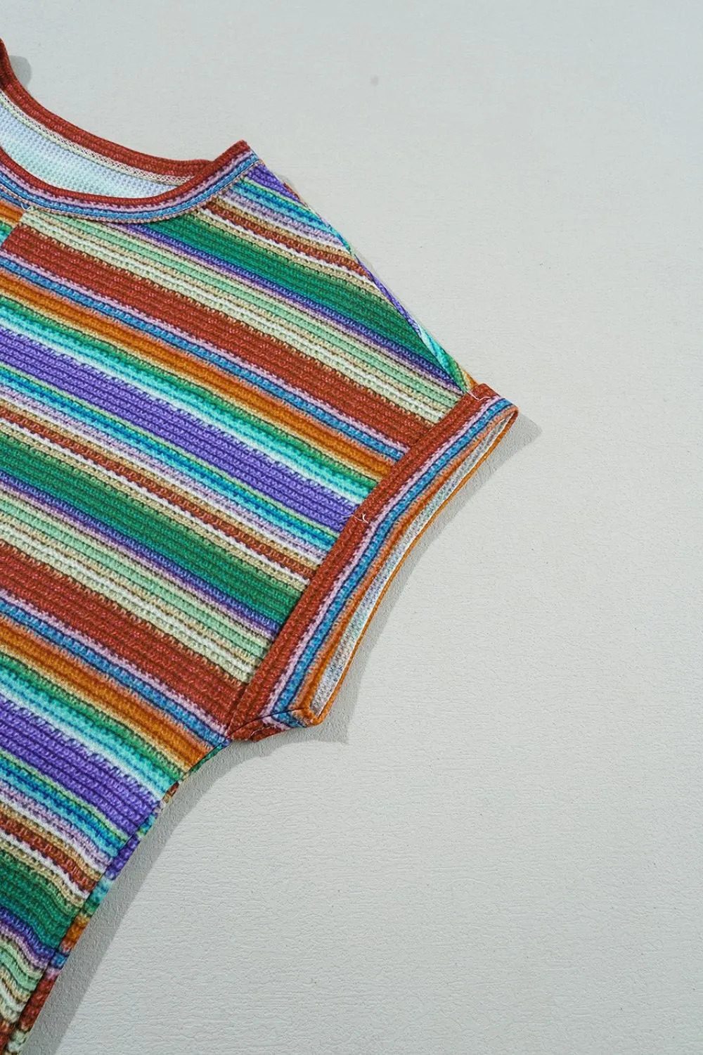 Multicolour Striped Twist Hem Cap Sleeve Top - Image 8
