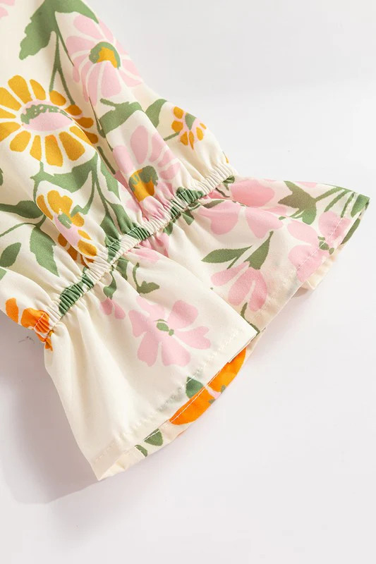 Multicolour V Neck Half Sleeve Boho Floral Blouse - Image 12
