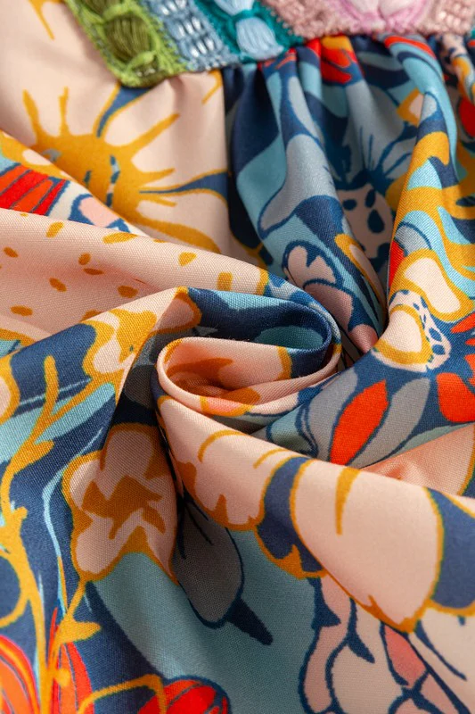 Multicolour V Neck Half Sleeve Boho Floral Blouse - Image 15