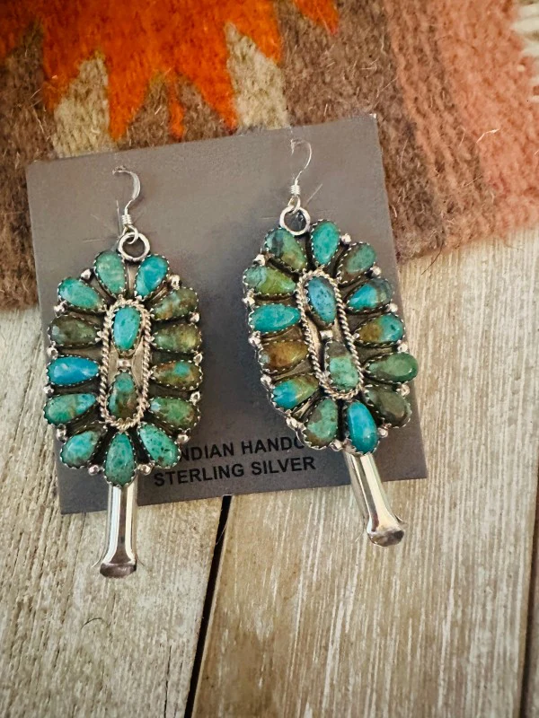 Navajo Sterling Silver & Turquoise Cluster Blossom