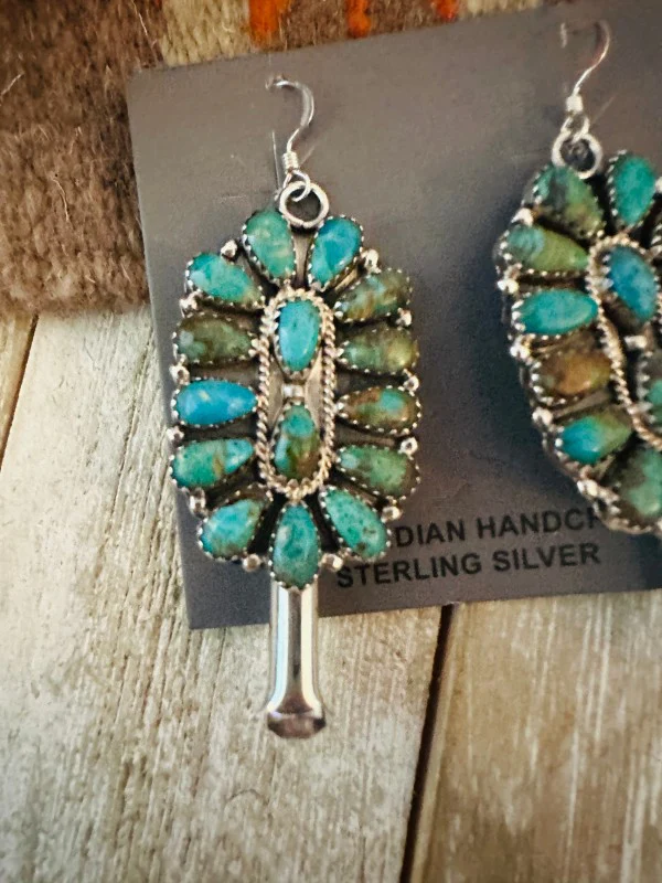 Navajo Sterling Silver & Turquoise Cluster Blossom - Image 3