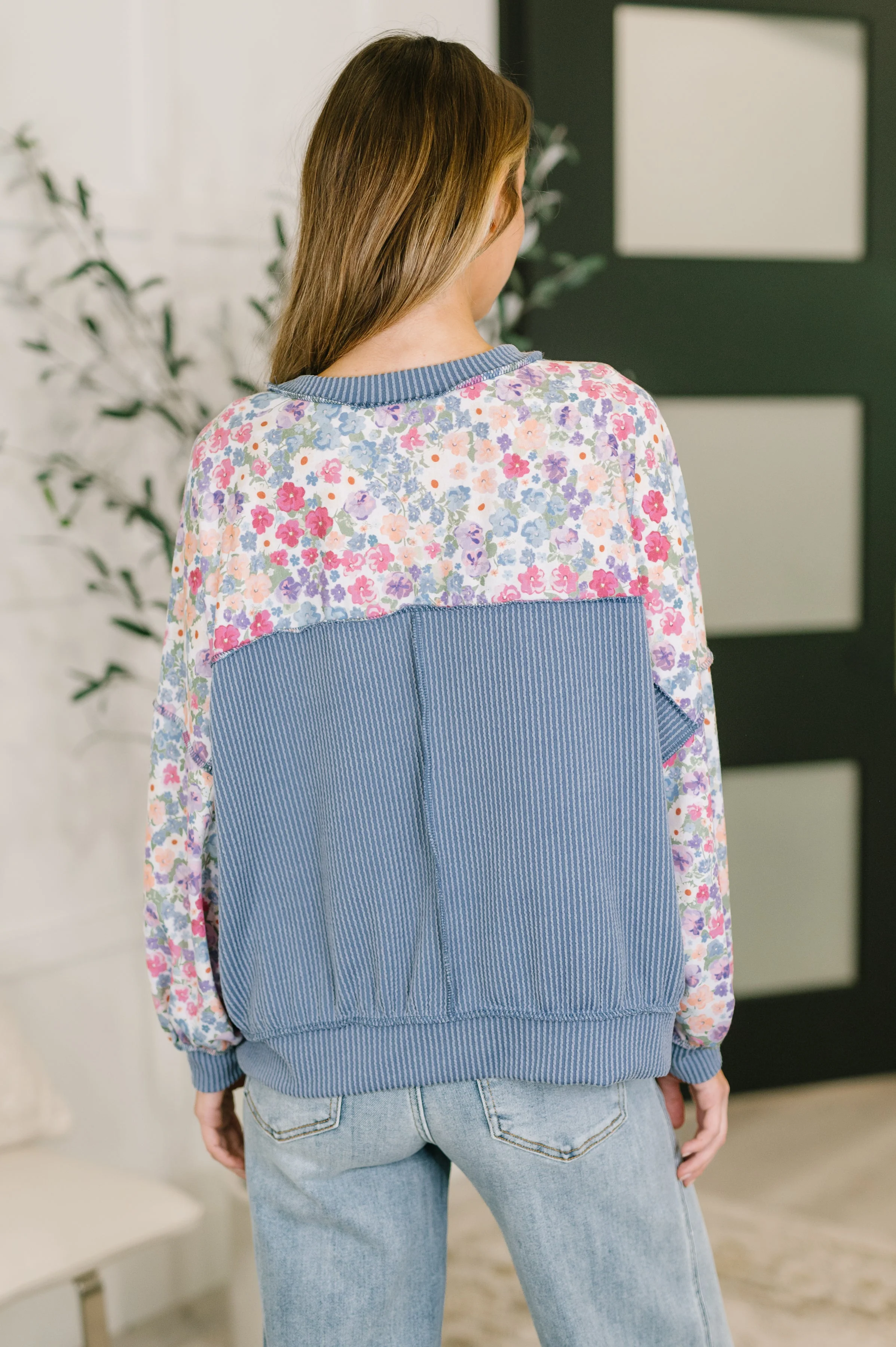 New Opportunities Drop Shoulder Floral Pullover - Image 7