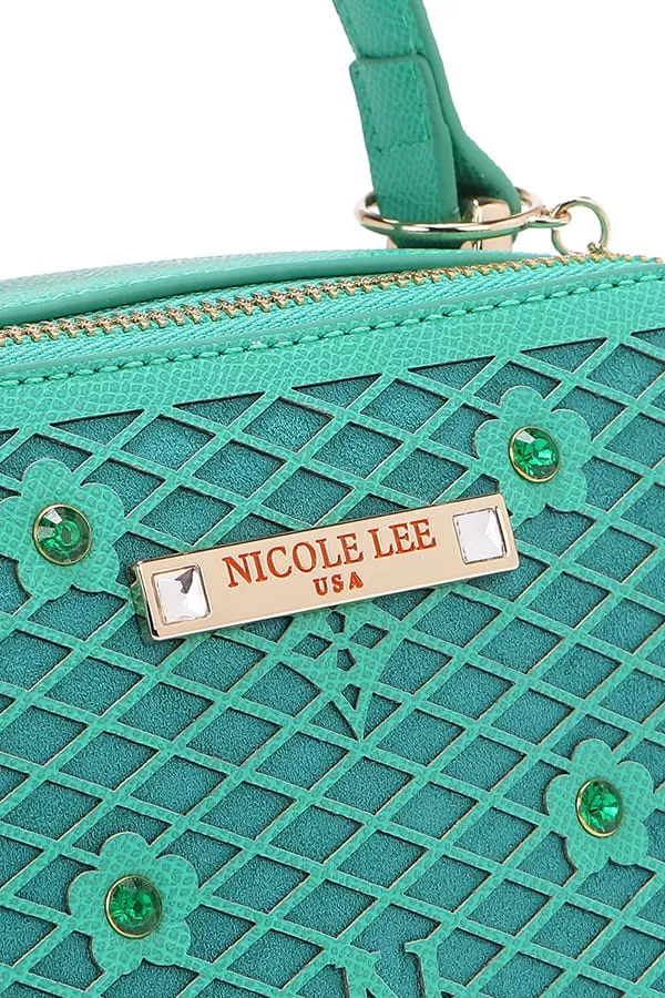 Nicole Lee USA Vegan Geometric Pattern Structured Handbag - Image 9