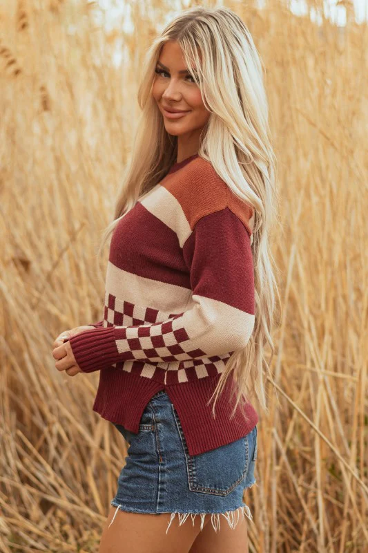 Noelle Checkered Knitted Sweater - Image 8