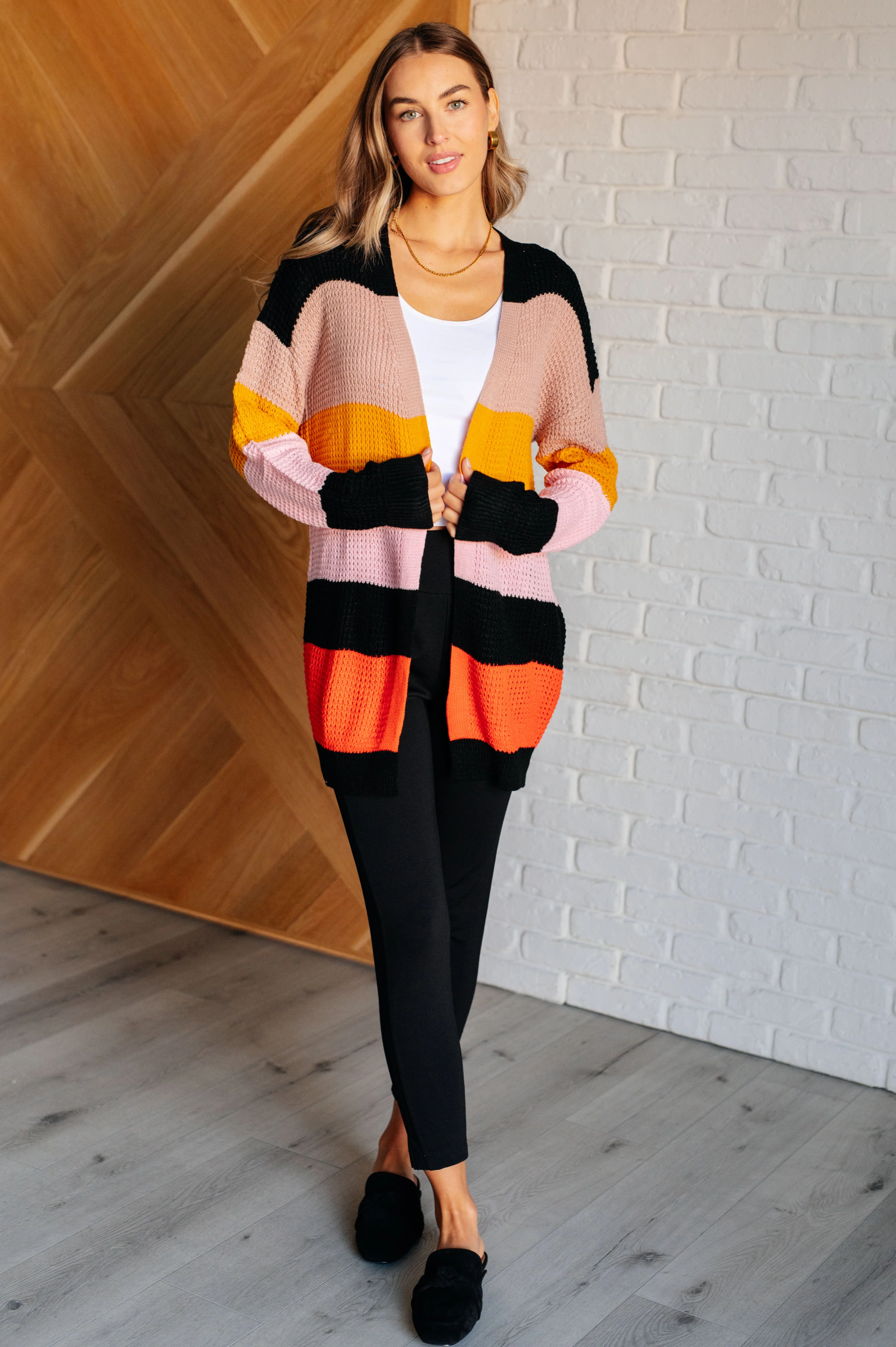 Not Quite Sure Striped Open Front Cardigan - Image 3