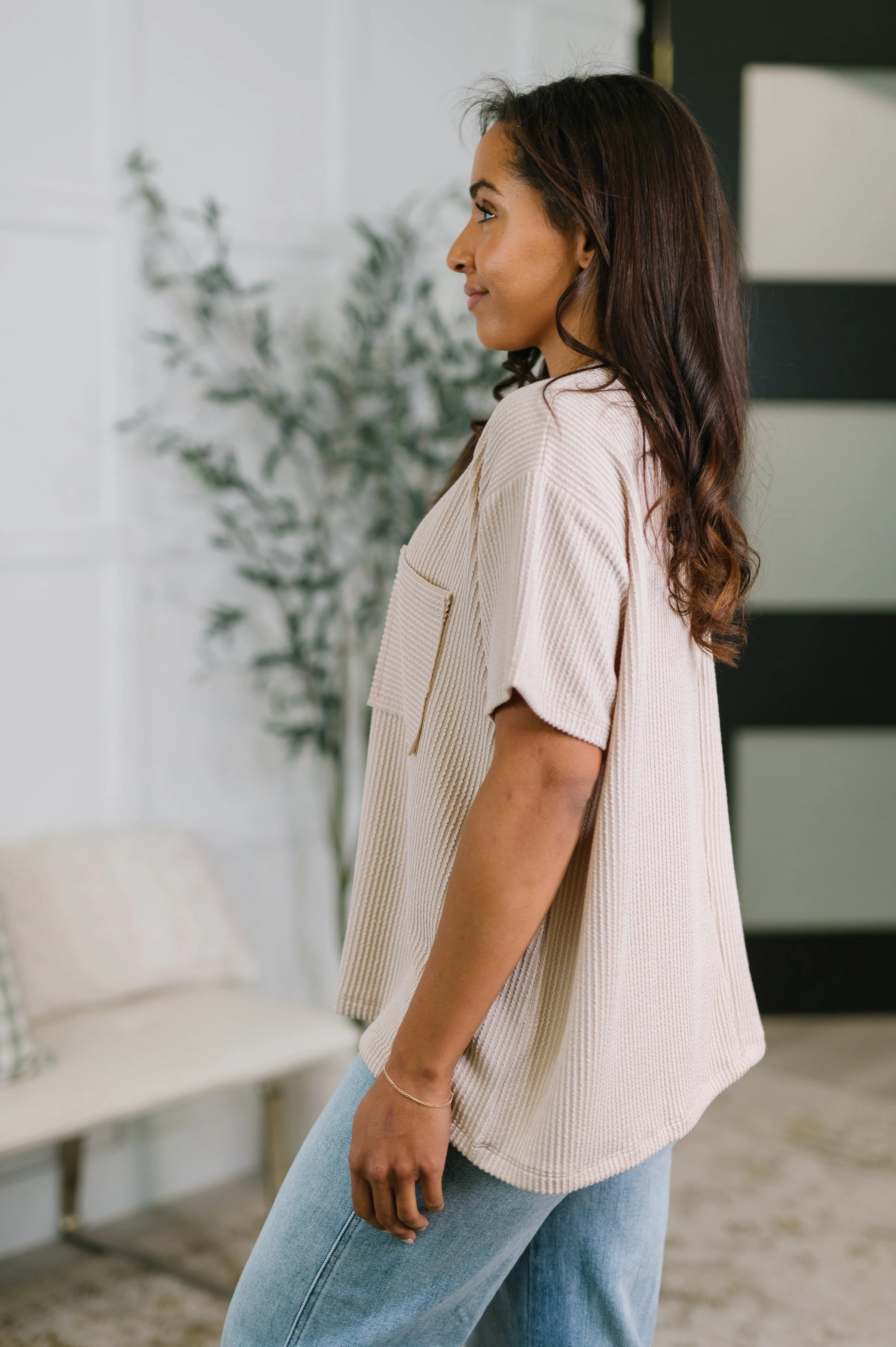 Not That complicated Textured Boxy Tee in Ash Mocha - Image 4