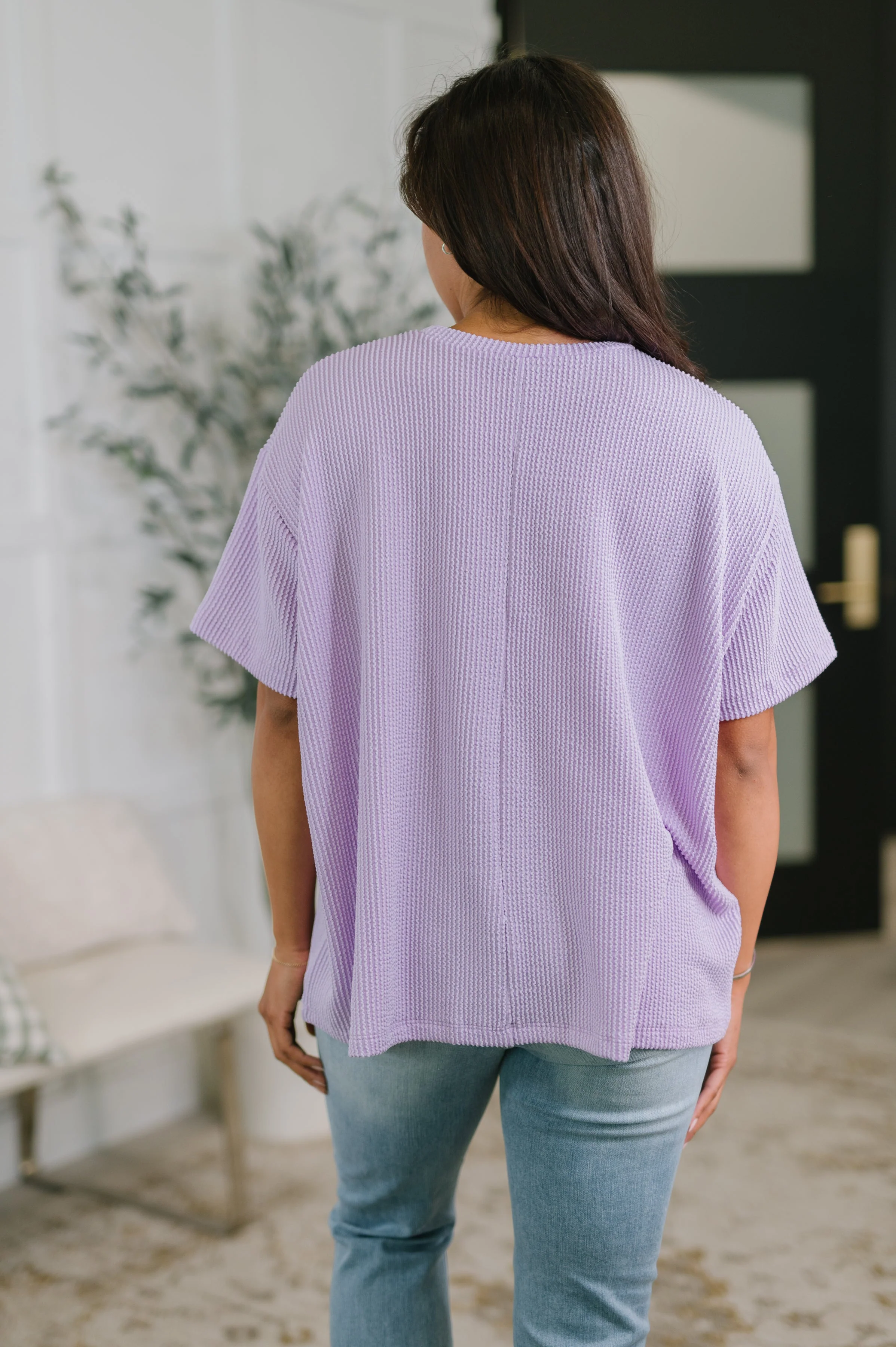 Not That complicated Textured Boxy Tee in Lavender - Image 5
