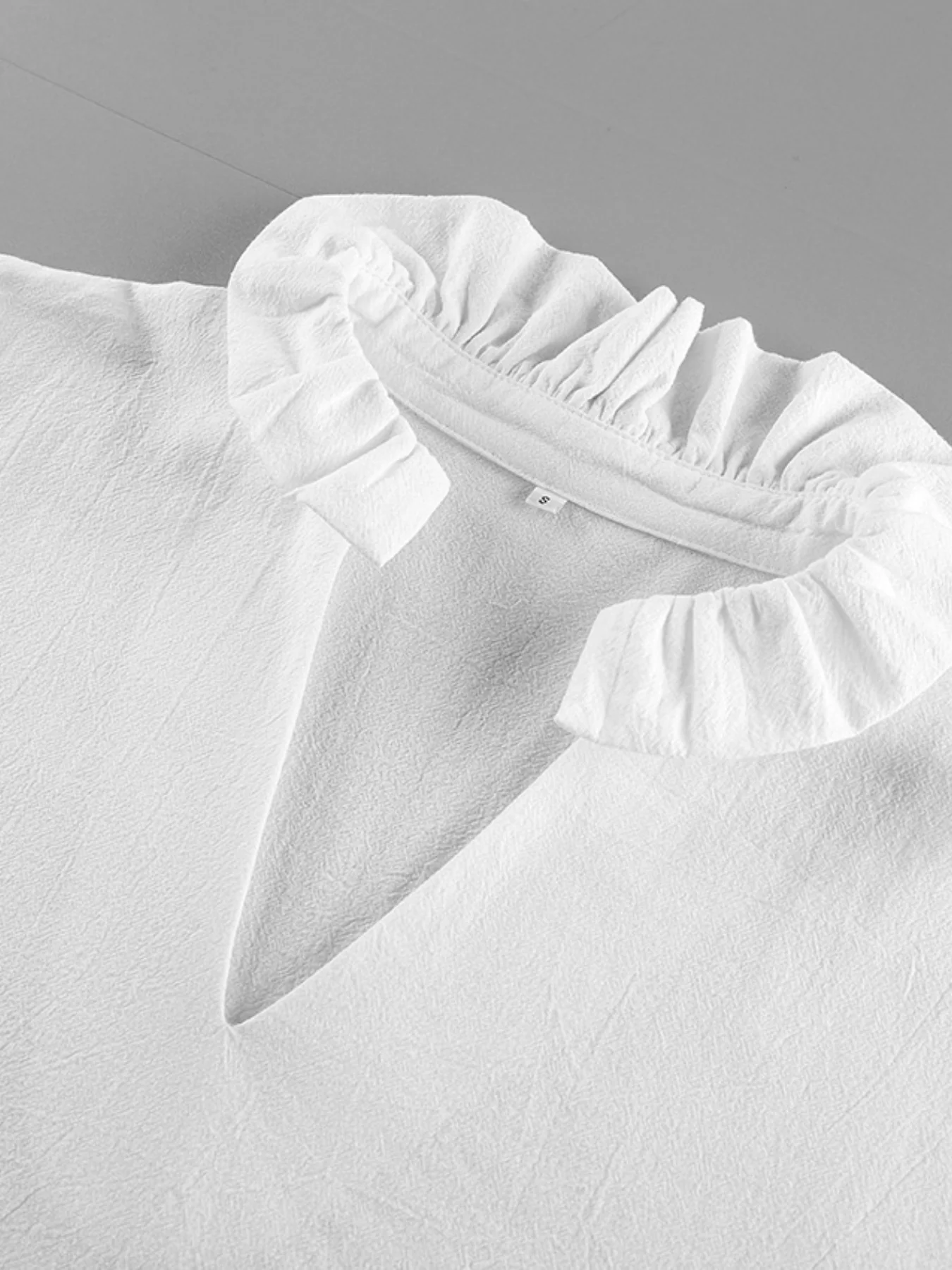 Notched Flounce Sleeve Blouse - Image 9