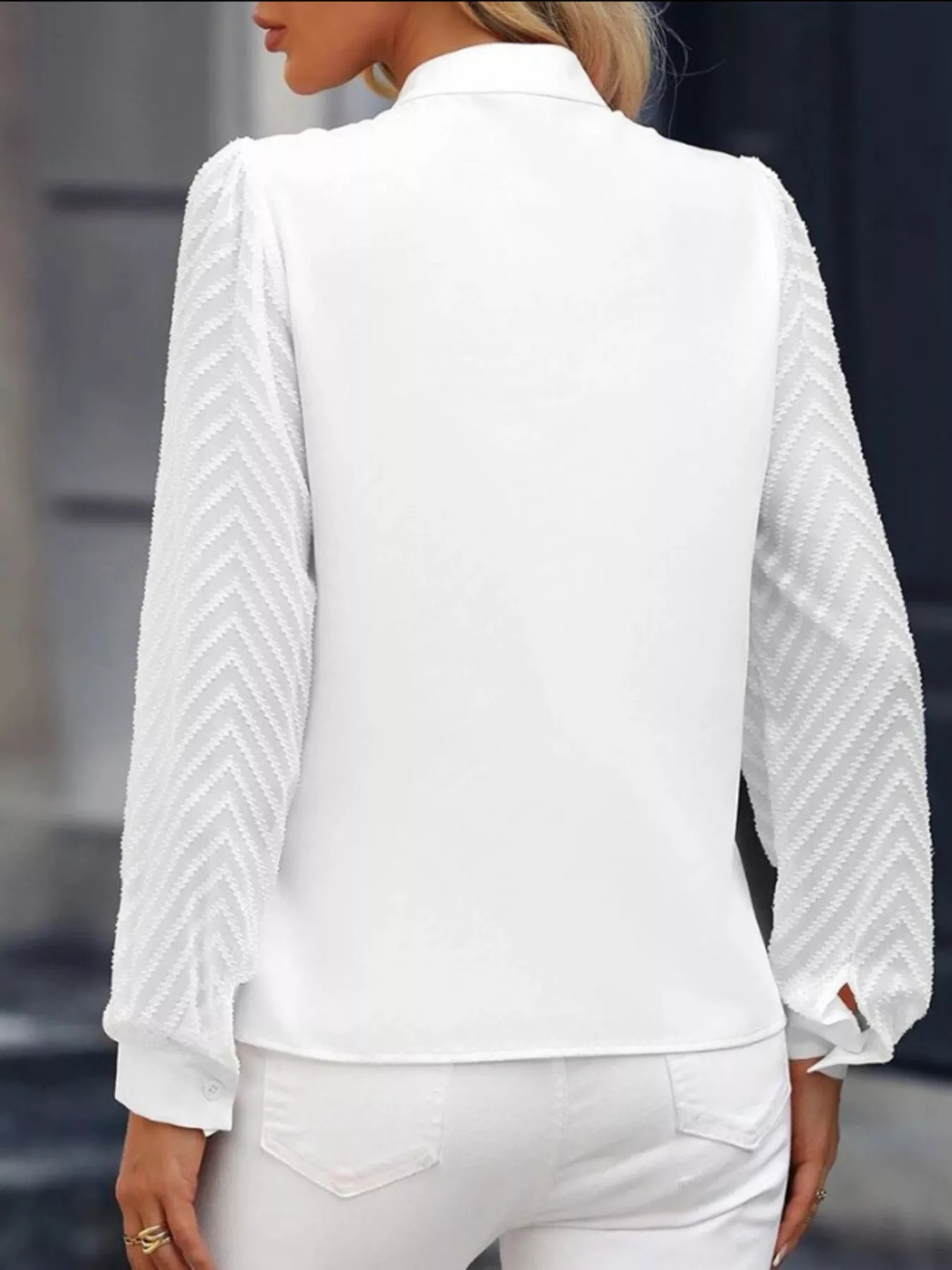 Notched Long Sleeve Blouse - Image 12