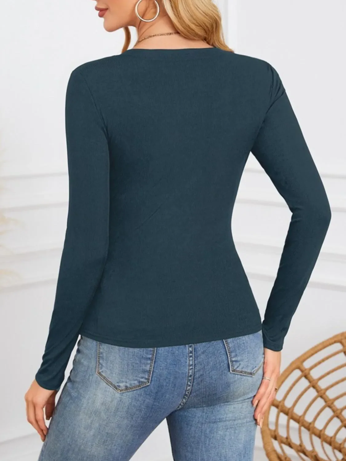 Notched Long Sleeve T-Shirt - Image 21