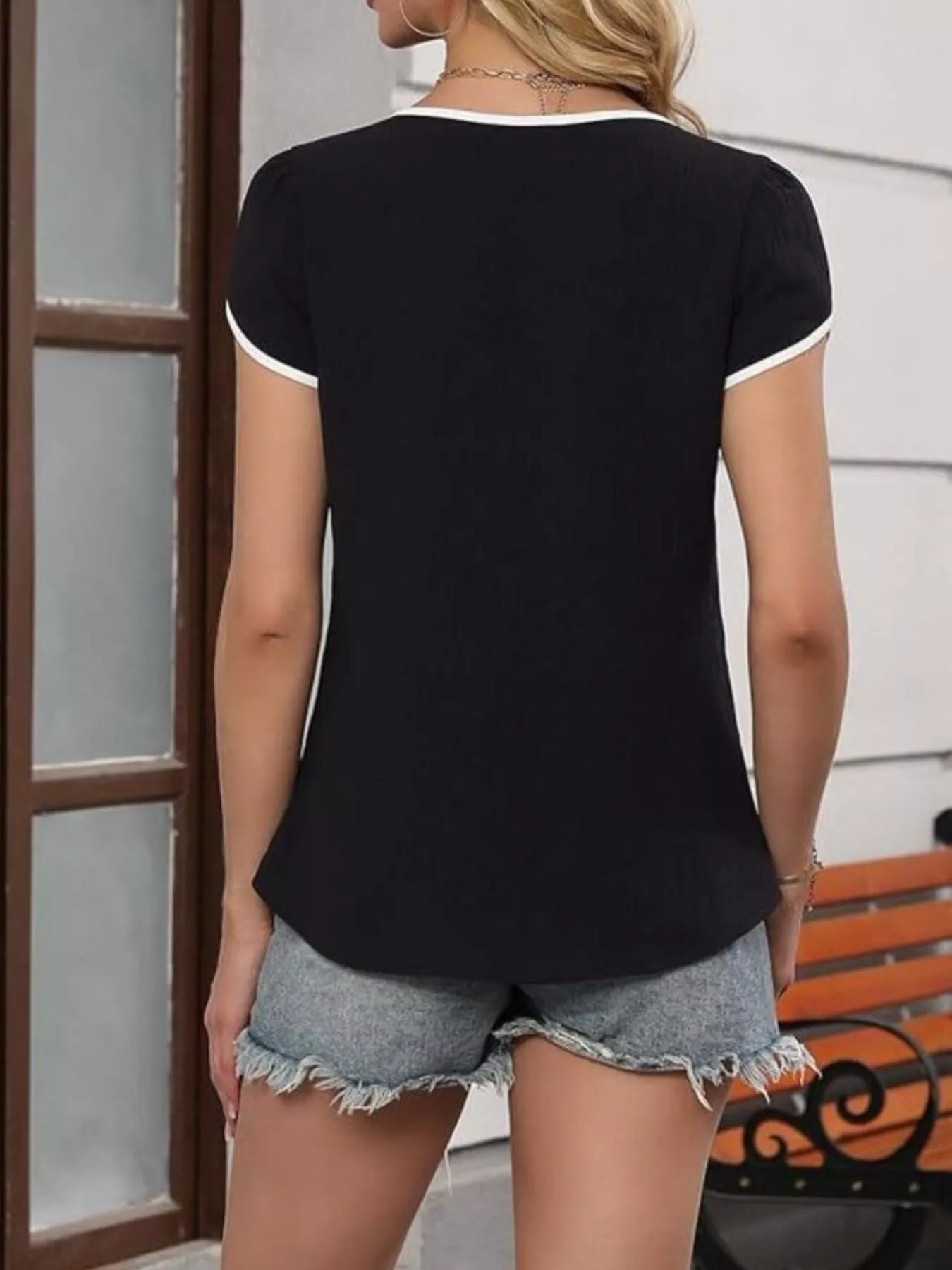 Notched Petal Sleeve Blouse - Image 14