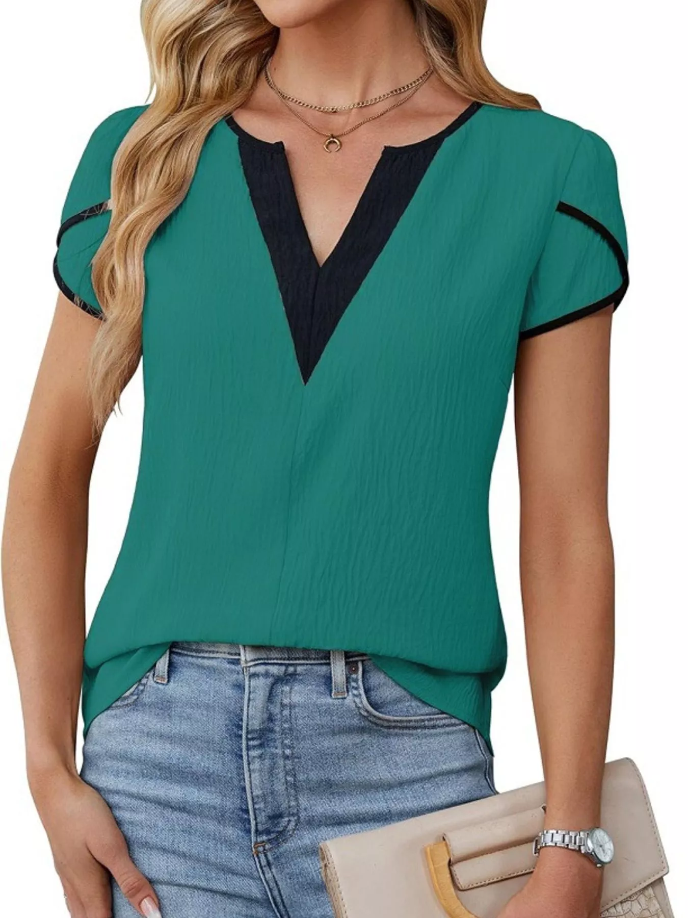 Notched Petal Sleeve Blouse - Image 15