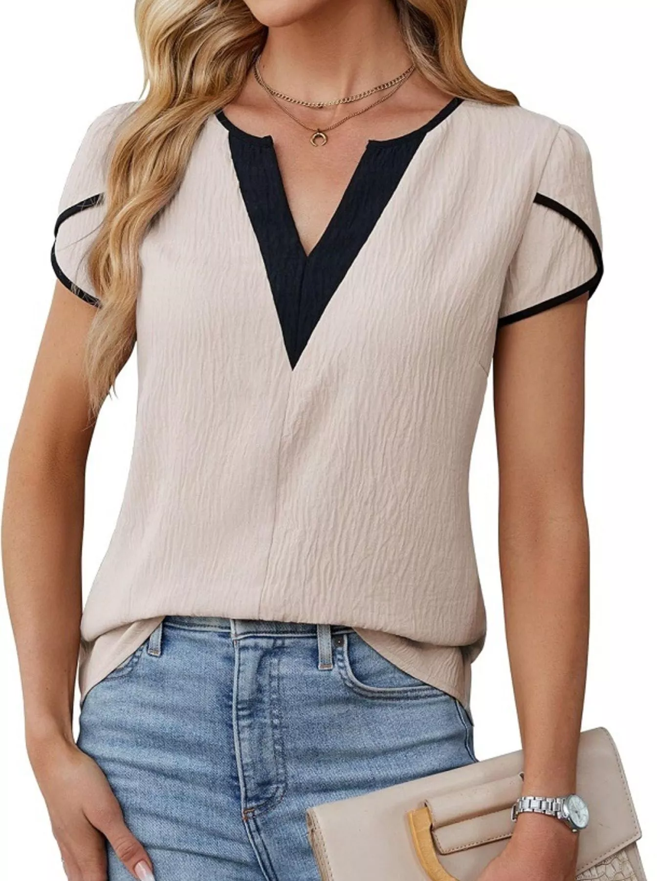 Notched Petal Sleeve Blouse - Image 5