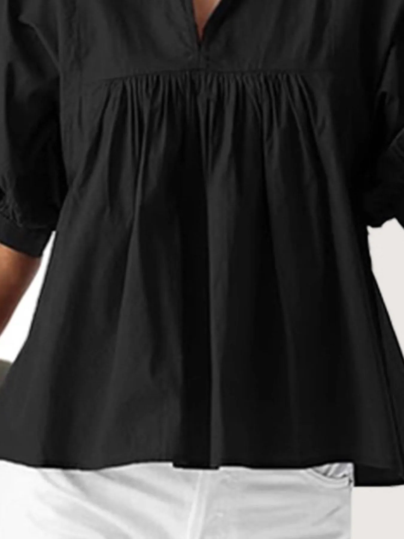 Notched Puff Sleeve Blouse - Image 7