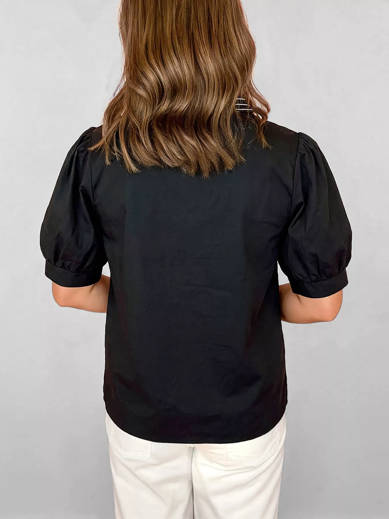 Notched Puff Sleeve Blouse - Image 2