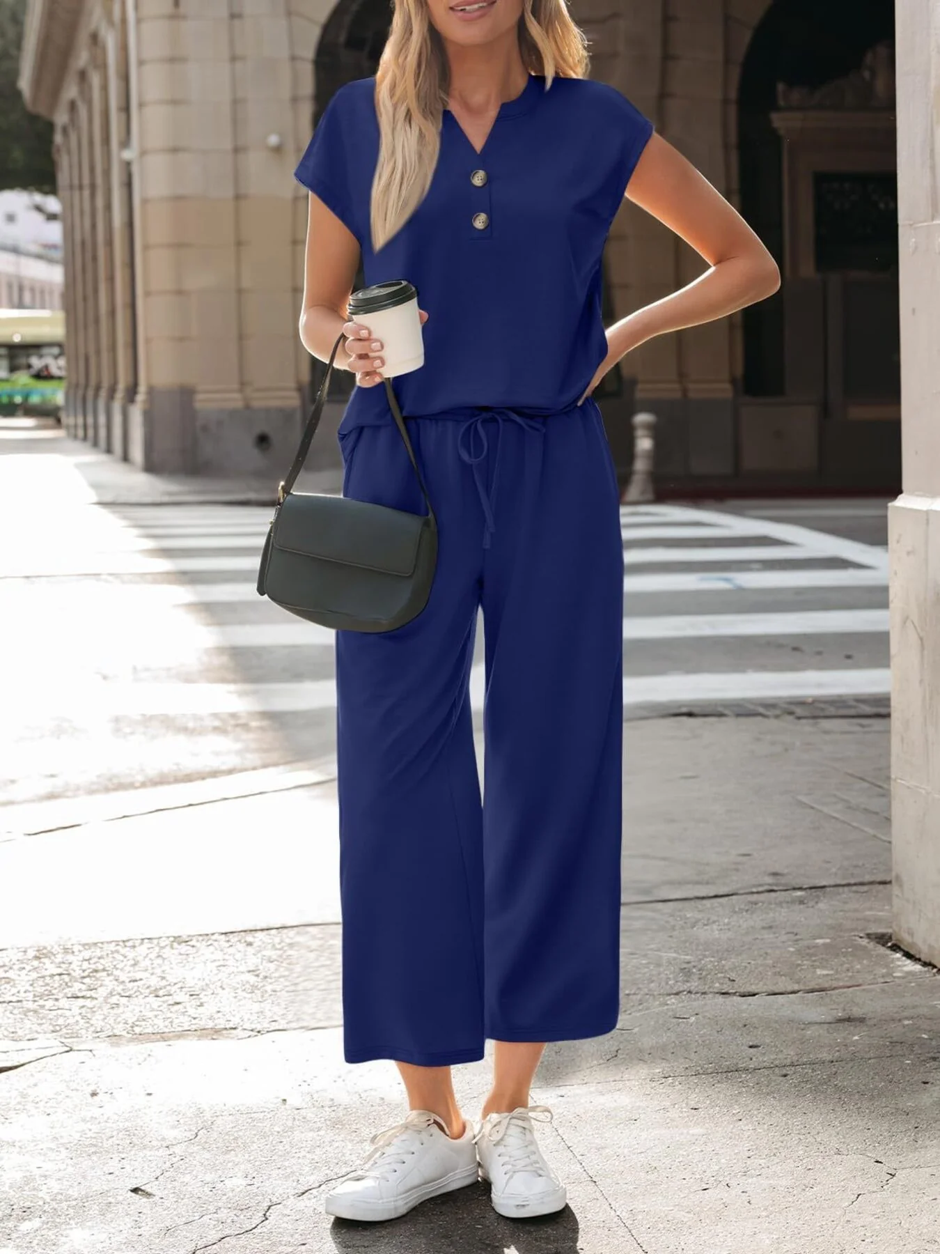 Notched Short Sleeve Top and Pants Set - Image 11