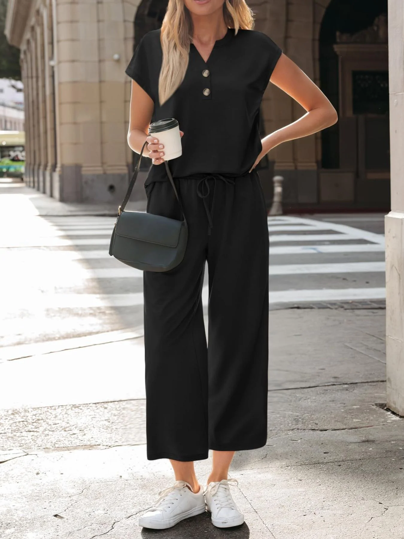 Notched Short Sleeve Top and Pants Set - Image 16