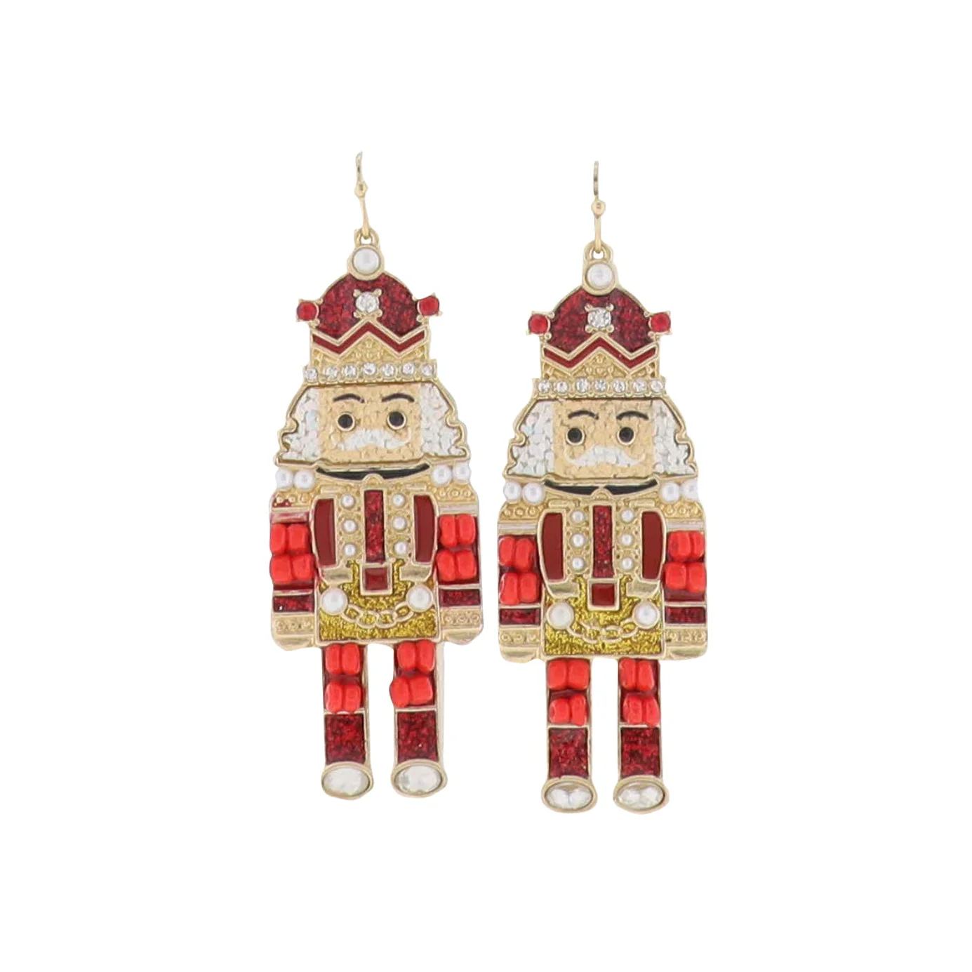 Nutcracker Earring - Red & Gold with Crystals