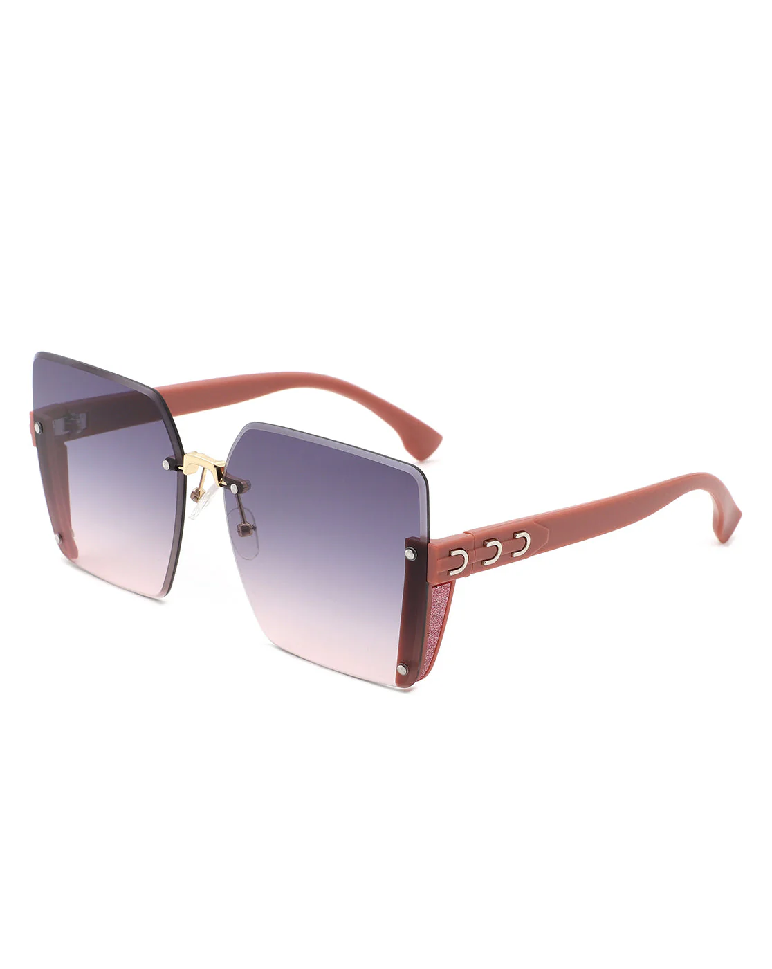 Nysera - Rimless Fashion Square Flat Top Sunglasses - Image 6
