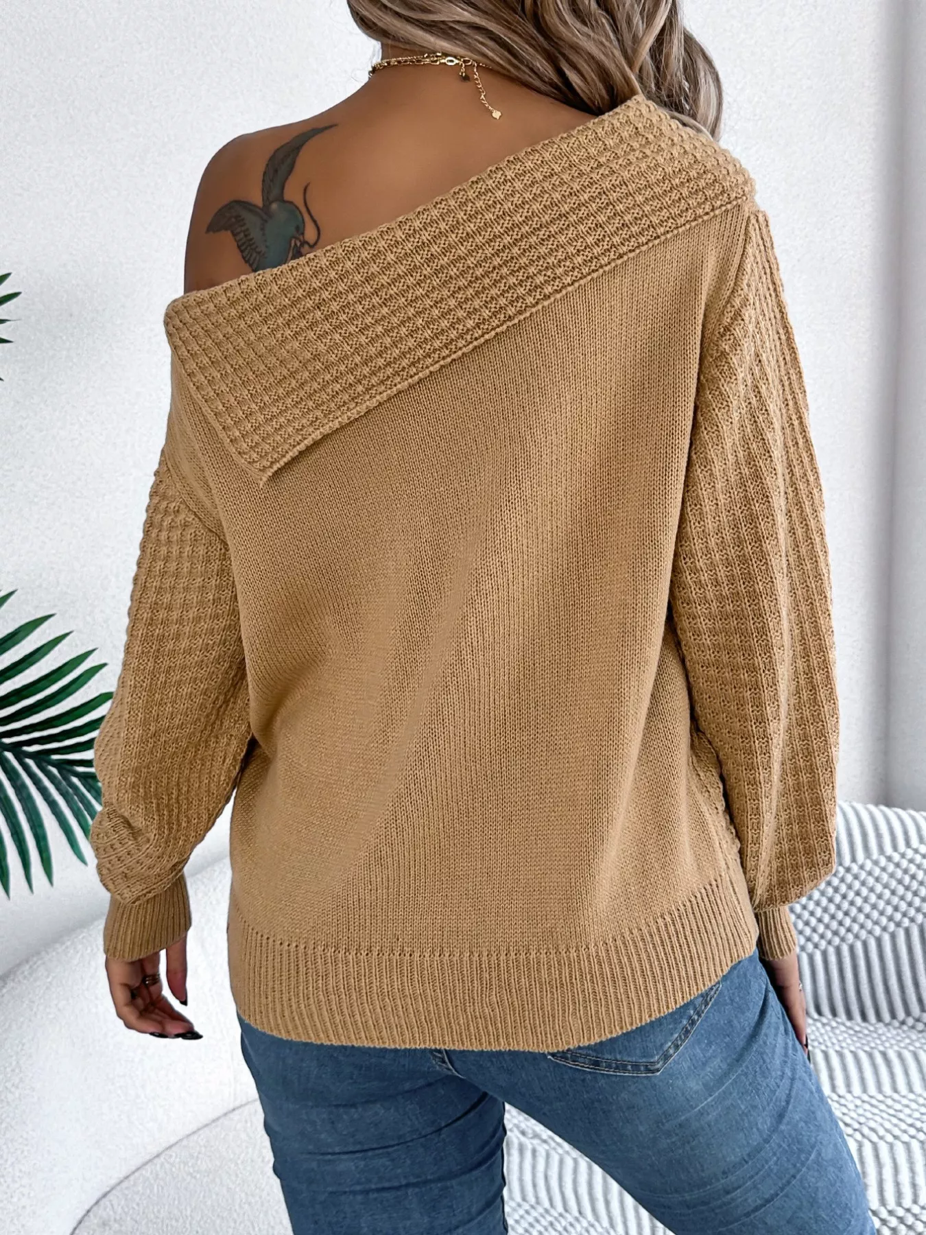 Off-Shoulder Cable Knit Sweater - Image 17