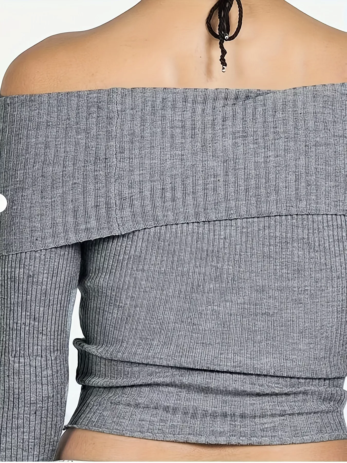 Off-Shoulder Ribbed Knit Sweater - Image 10