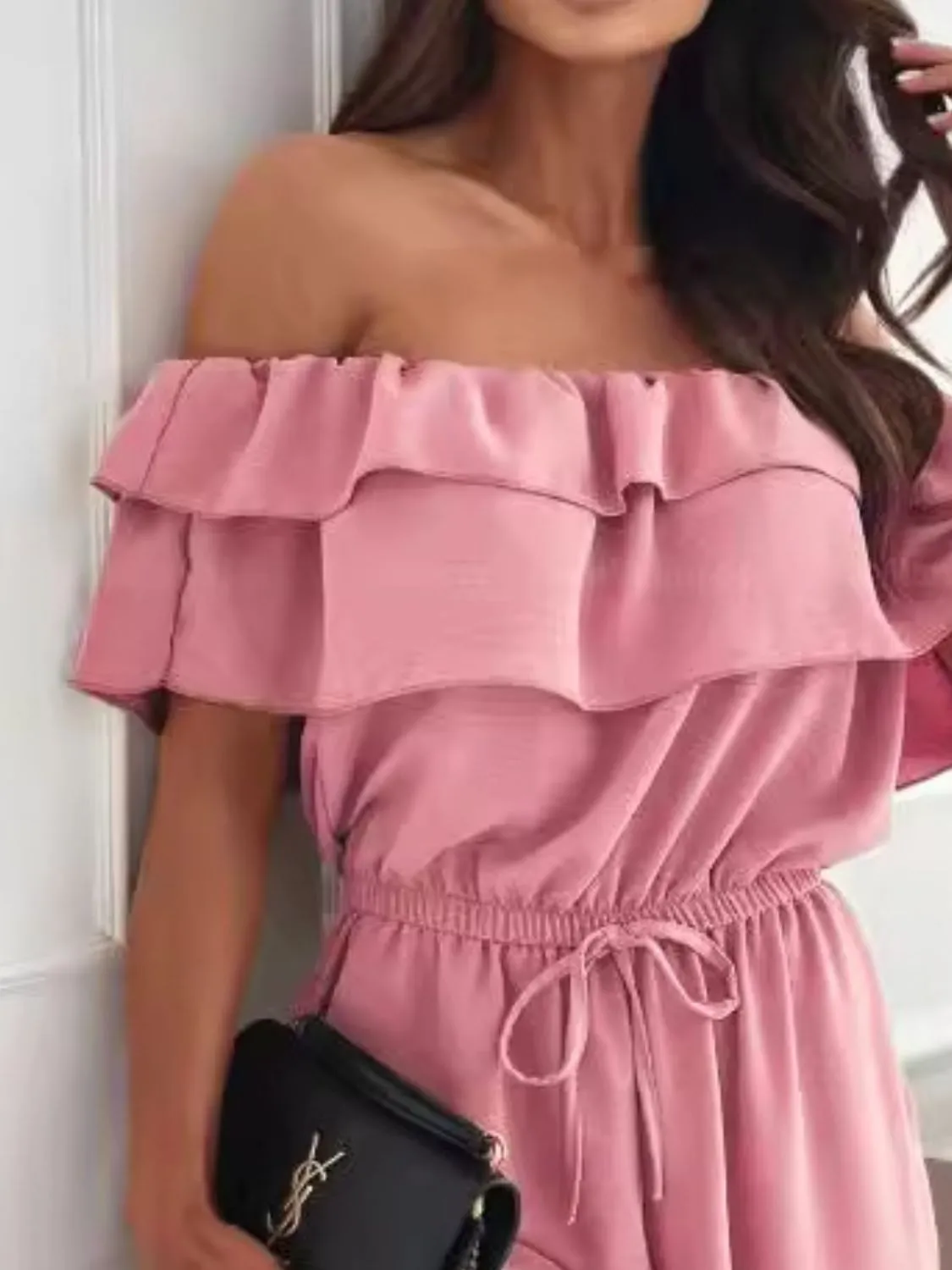 Off-Shoulder Ruffled Wide Leg Jumpsuit - Image 9