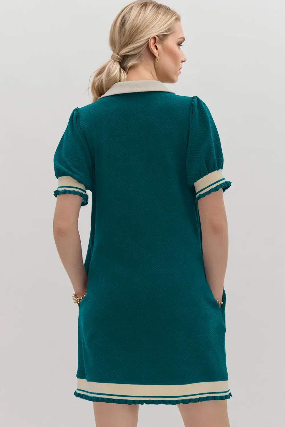 Oh Frill Contrast Trim Johnny Collar Short Sleeve Mini Dress - Image 20