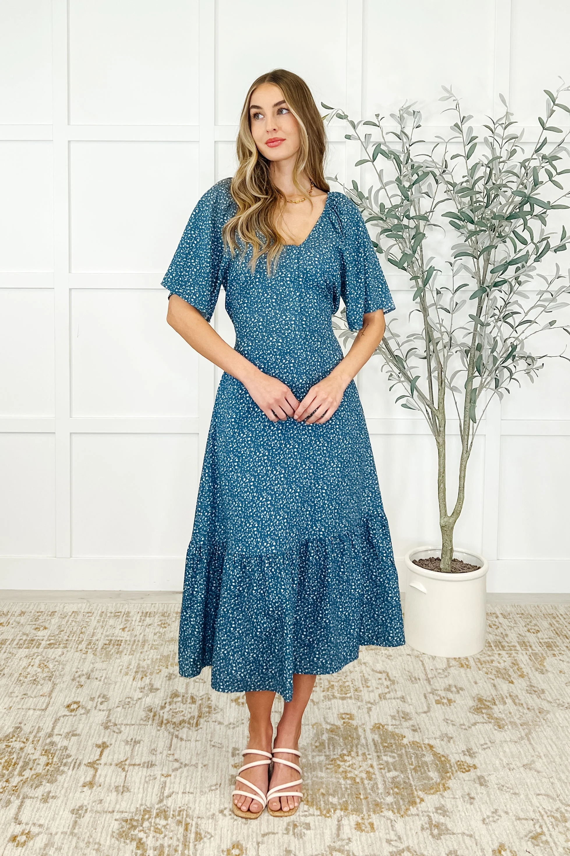 Olive Dress in Blue Vineyard