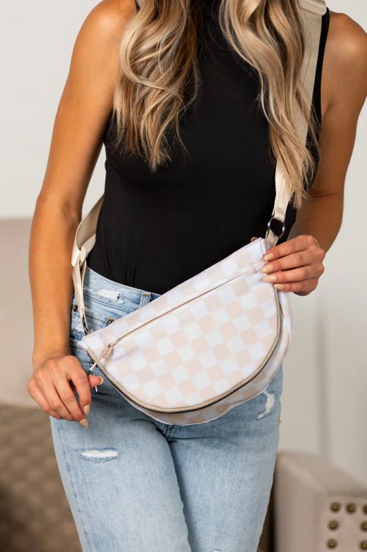 Olivia Nylon Checkered Foldover Crossbody - Image 8