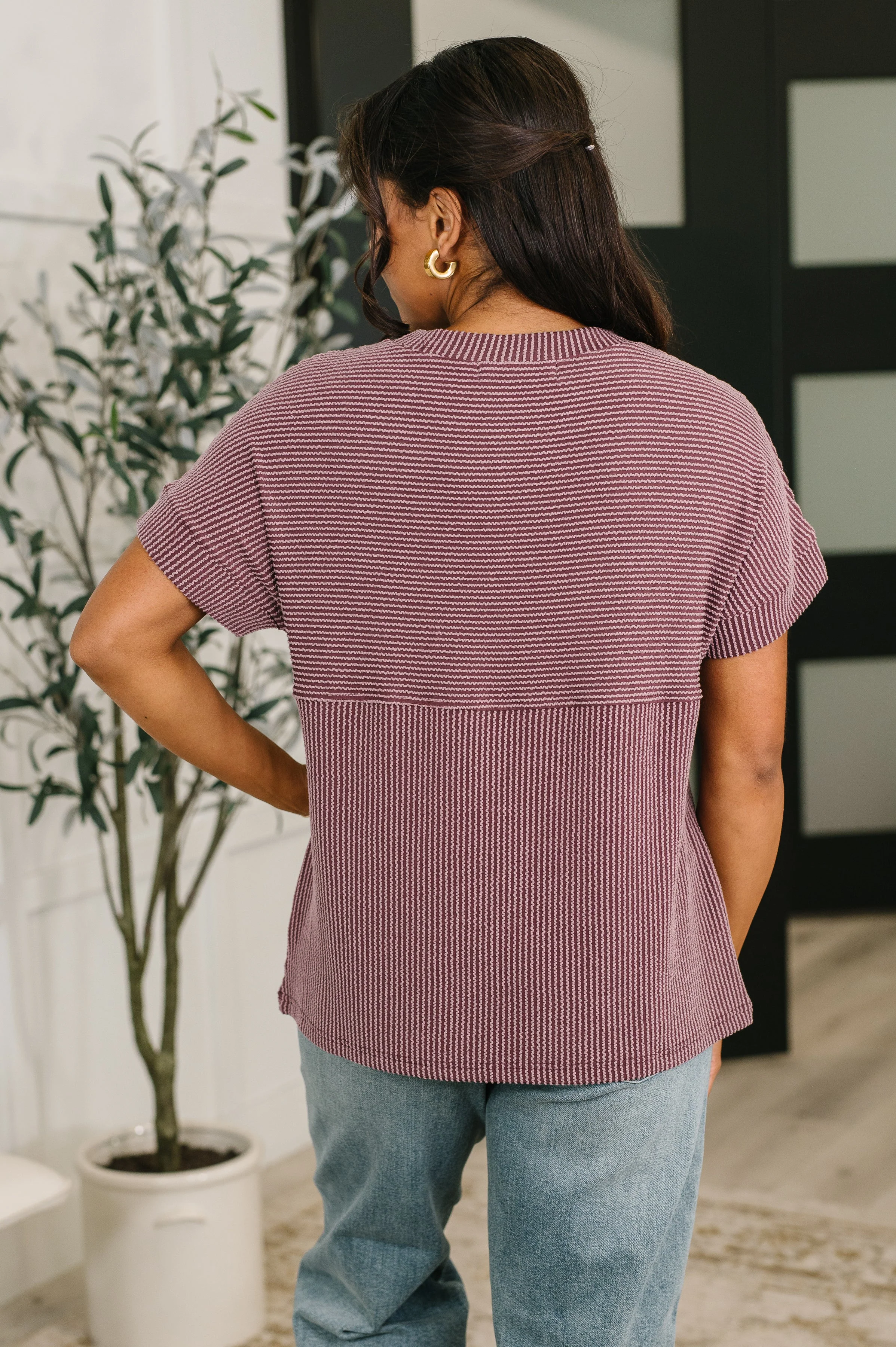 On Repeat Cable Ribbed Knit Tee - Image 6