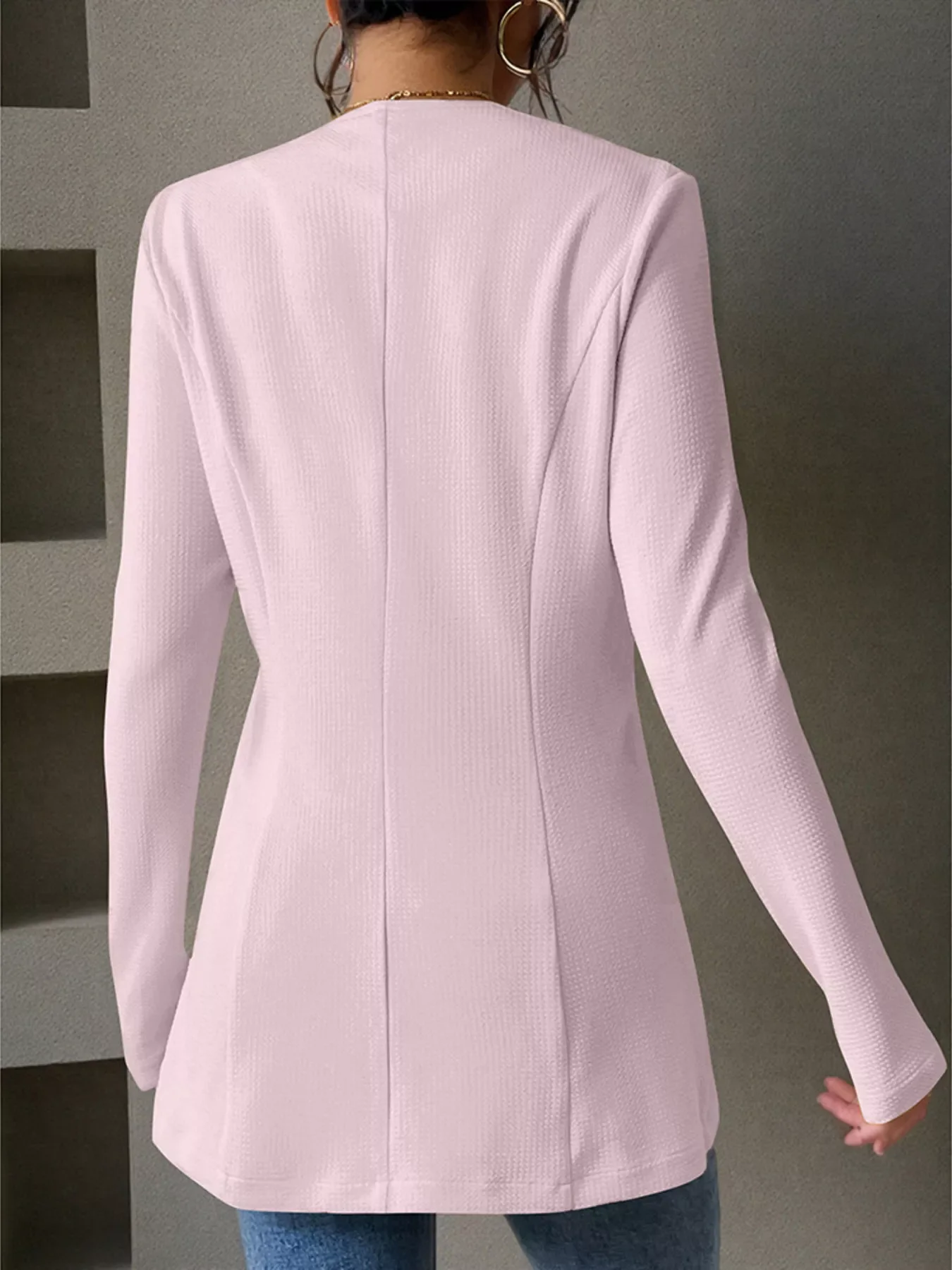 One Button Long Sleeve Blazer - Image 13