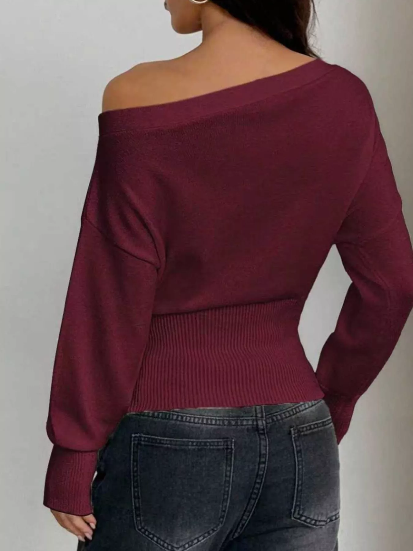 One Shoulder Cropped Sweater - Image 10