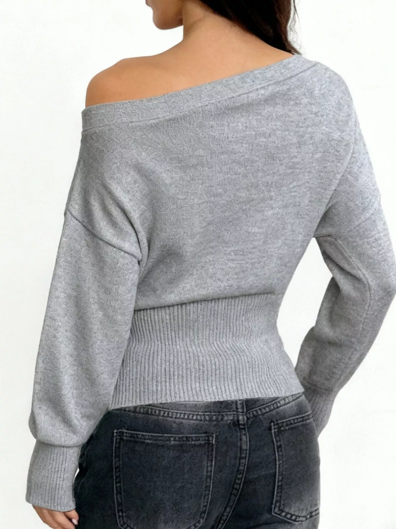 One Shoulder Cropped Sweater - Image 16