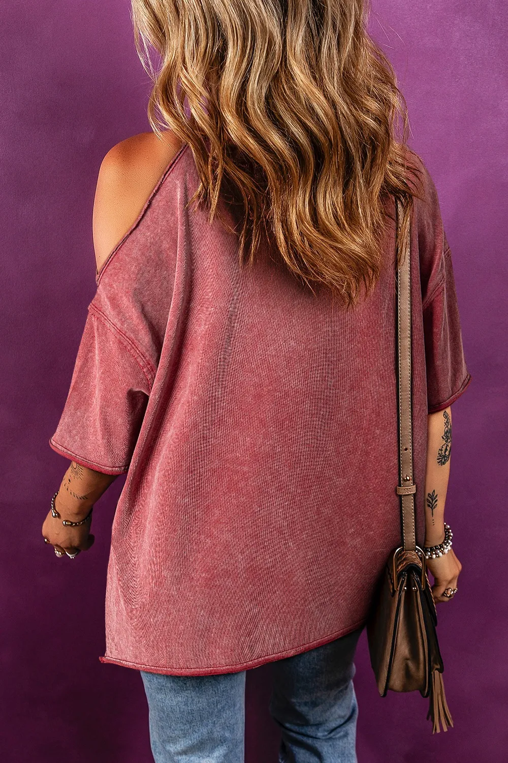 One Shoulder Half Sleeve Oversized Tunic T Shirt - Image 2