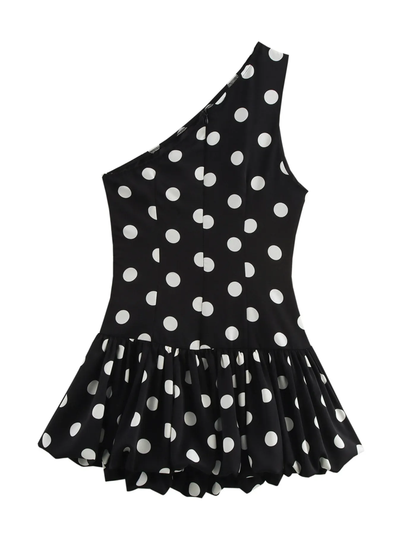 One-Shoulder Polka Dot Mini Dress - Image 3