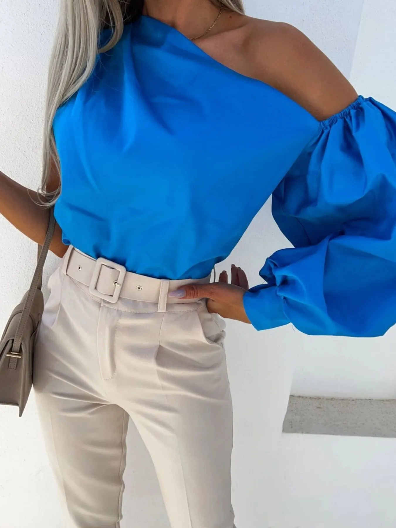 One Shoulder Puff Sleeve Blouse - Image 10