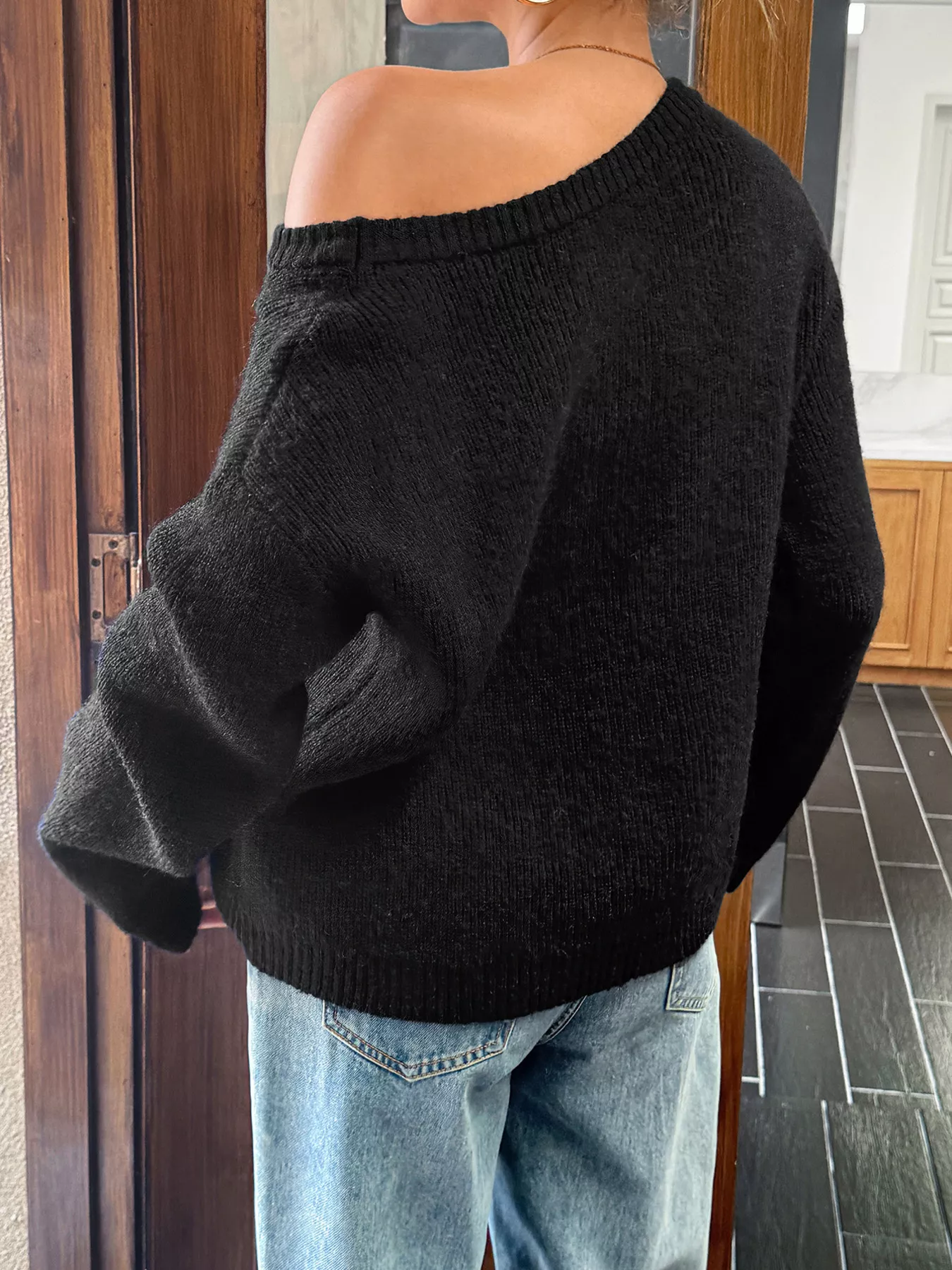 One Shoulder Ribbed Knit Sweater - Image 13