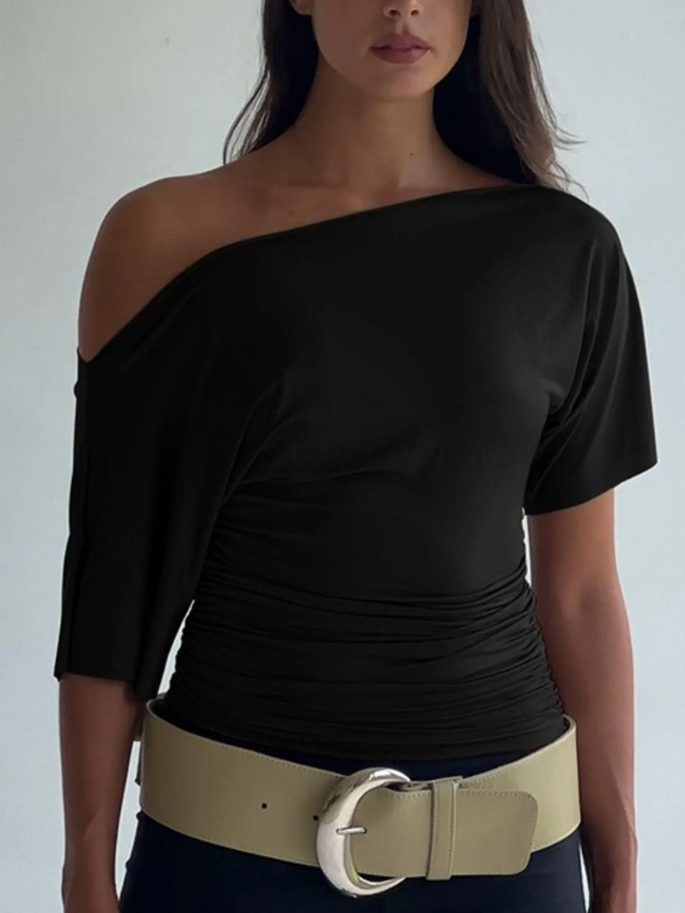 One Shoulder Short Sleeve T-Shirt - Image 15