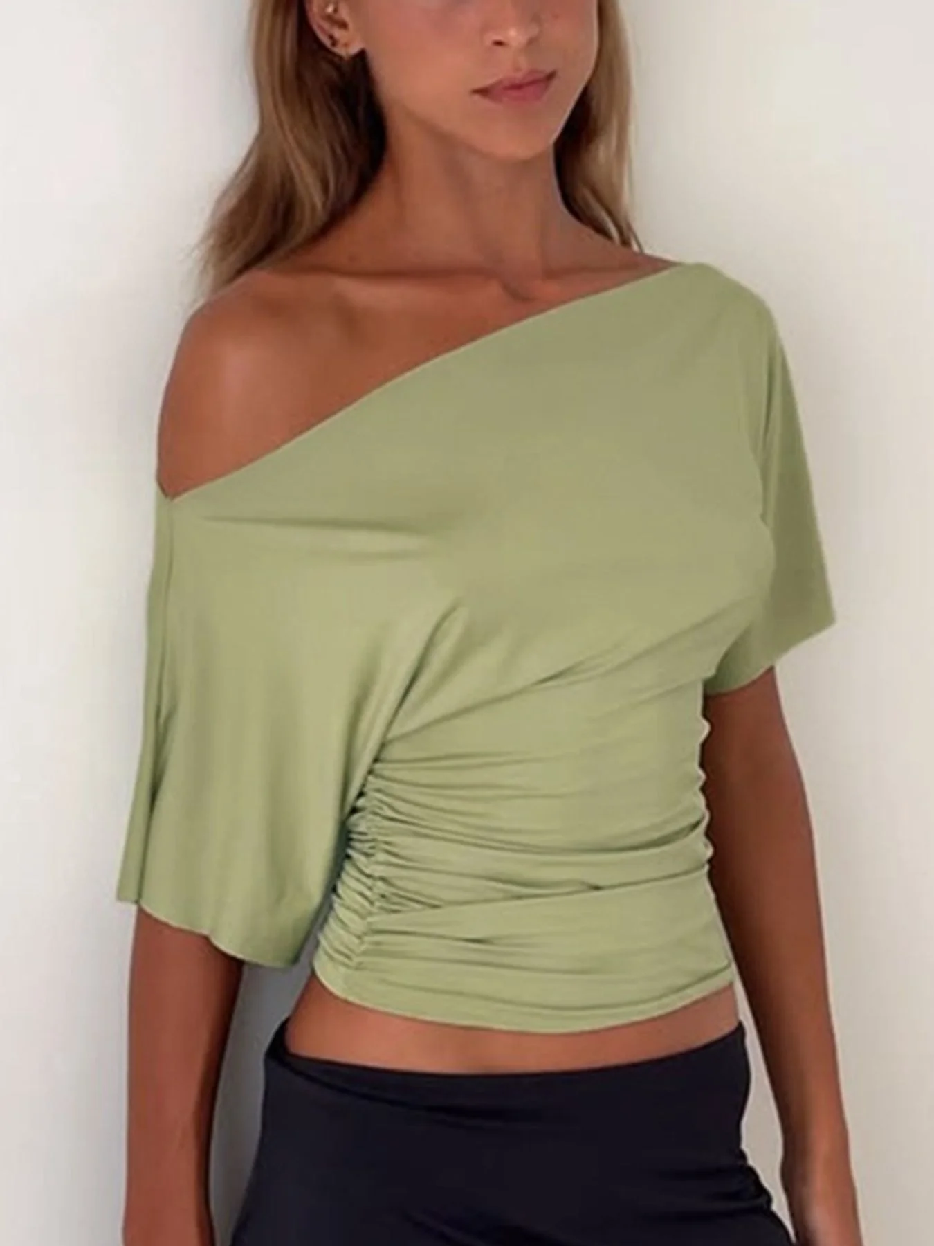 One Shoulder Short Sleeve T-Shirt - Image 7