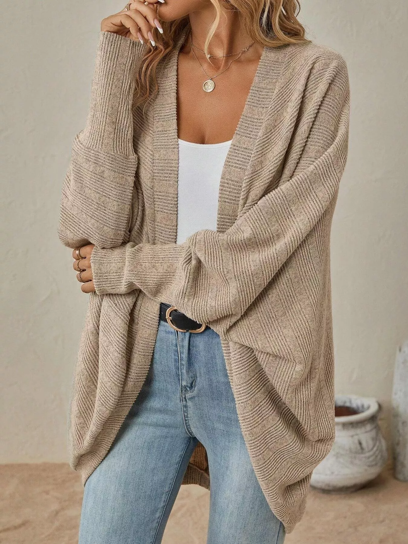 Open Front Cocoon Cardigan - Image 23