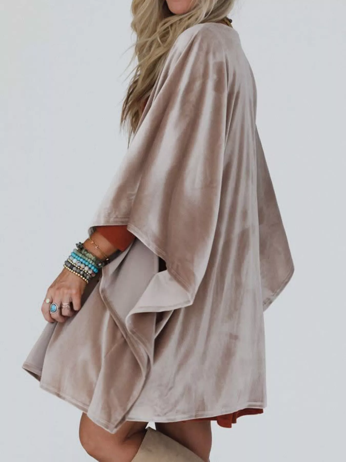 Open Front Draped Sleeve Cardigan - Image 3