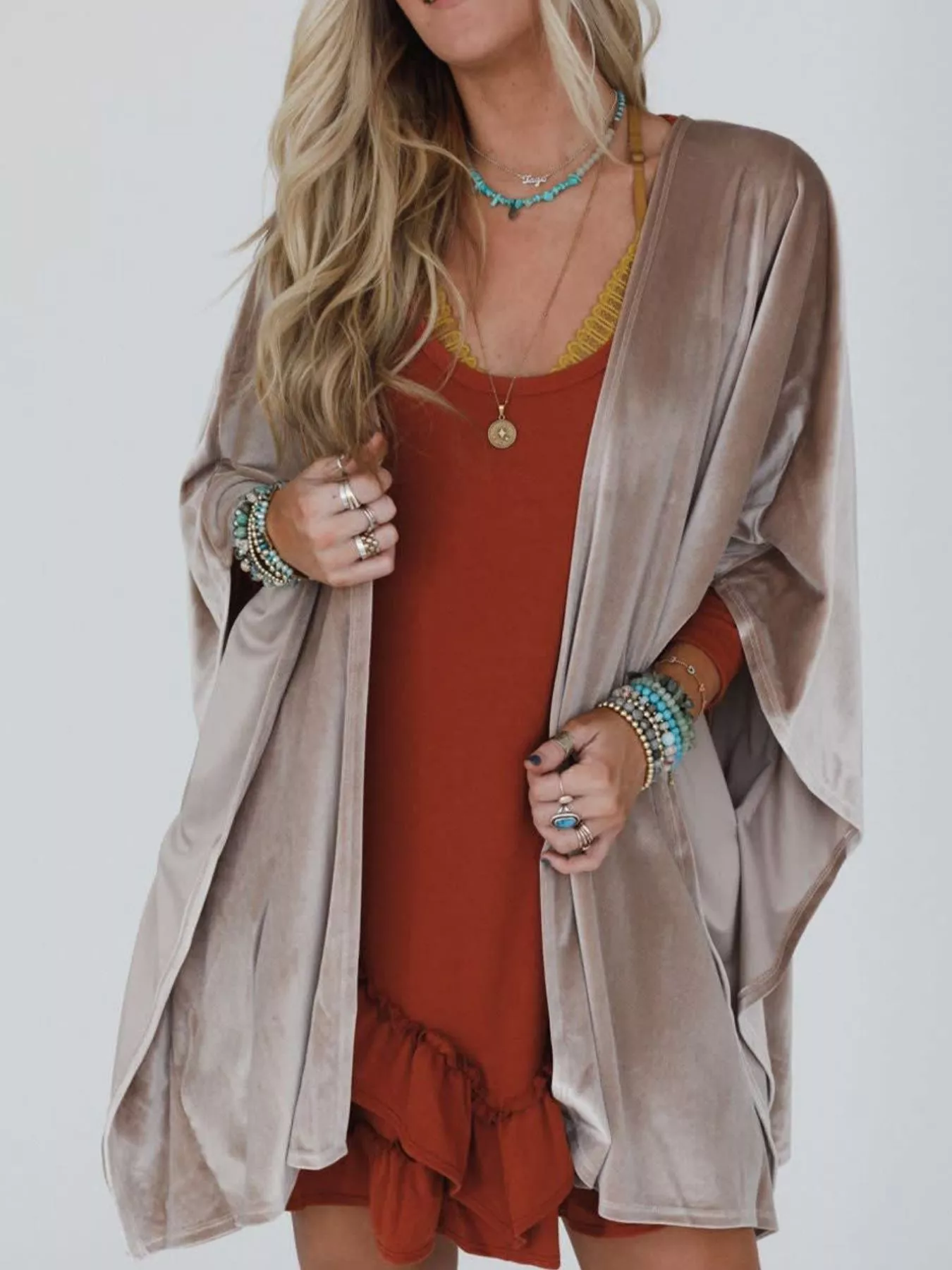 Open Front Draped Sleeve Cardigan - Image 4