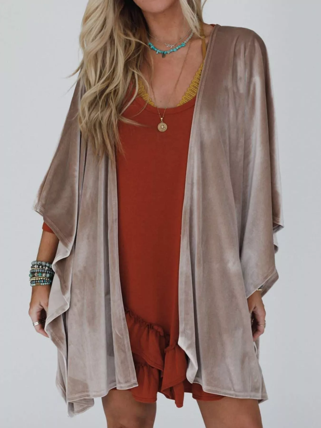 Open Front Draped Sleeve Cardigan - Image 5
