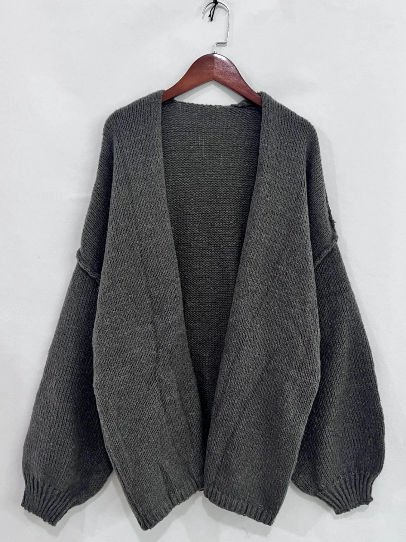 Open Front Dropped Shoulder Cardigan - Image 9