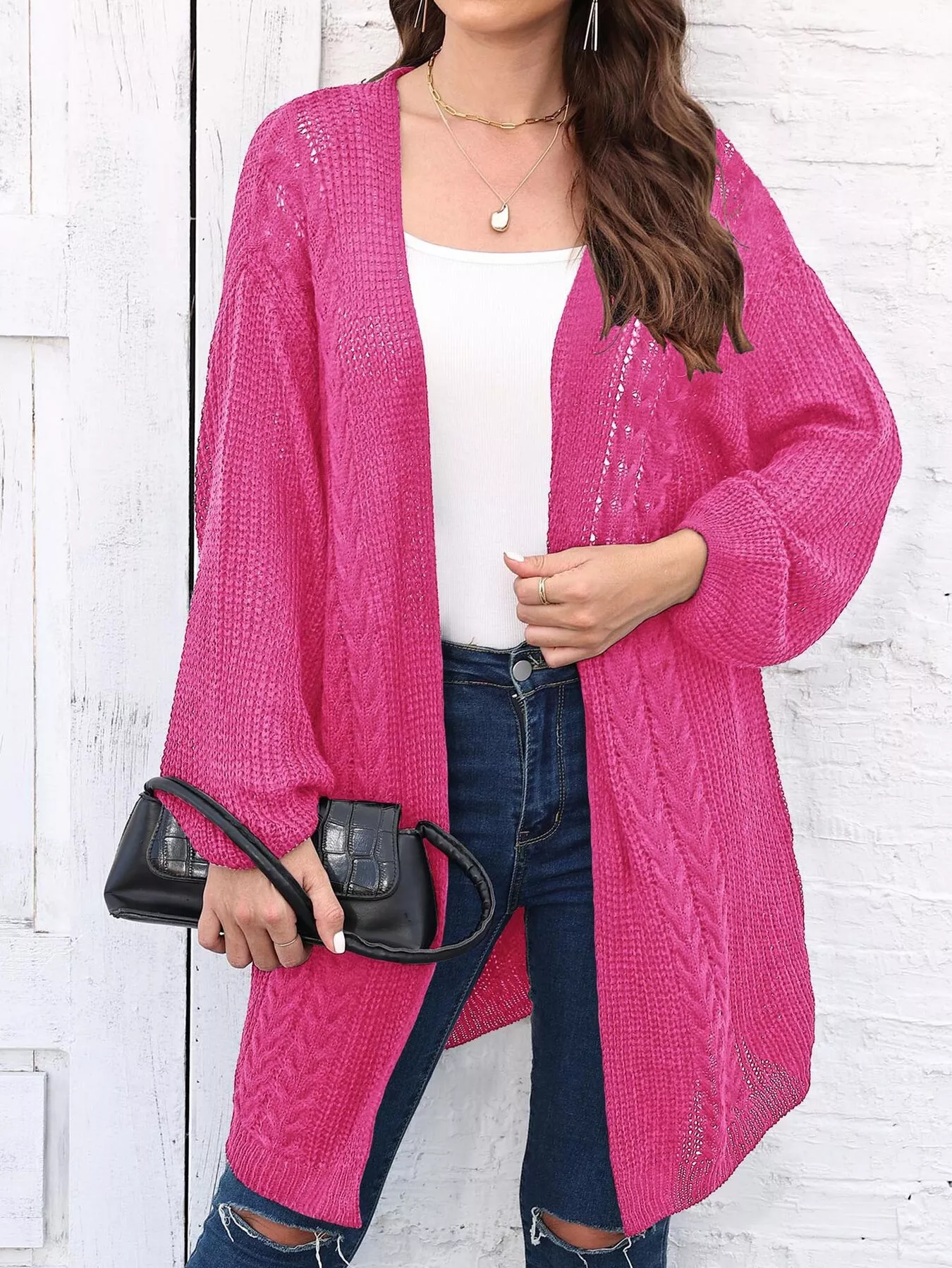 Open Front Long Sleeve Cardigan - Image 10